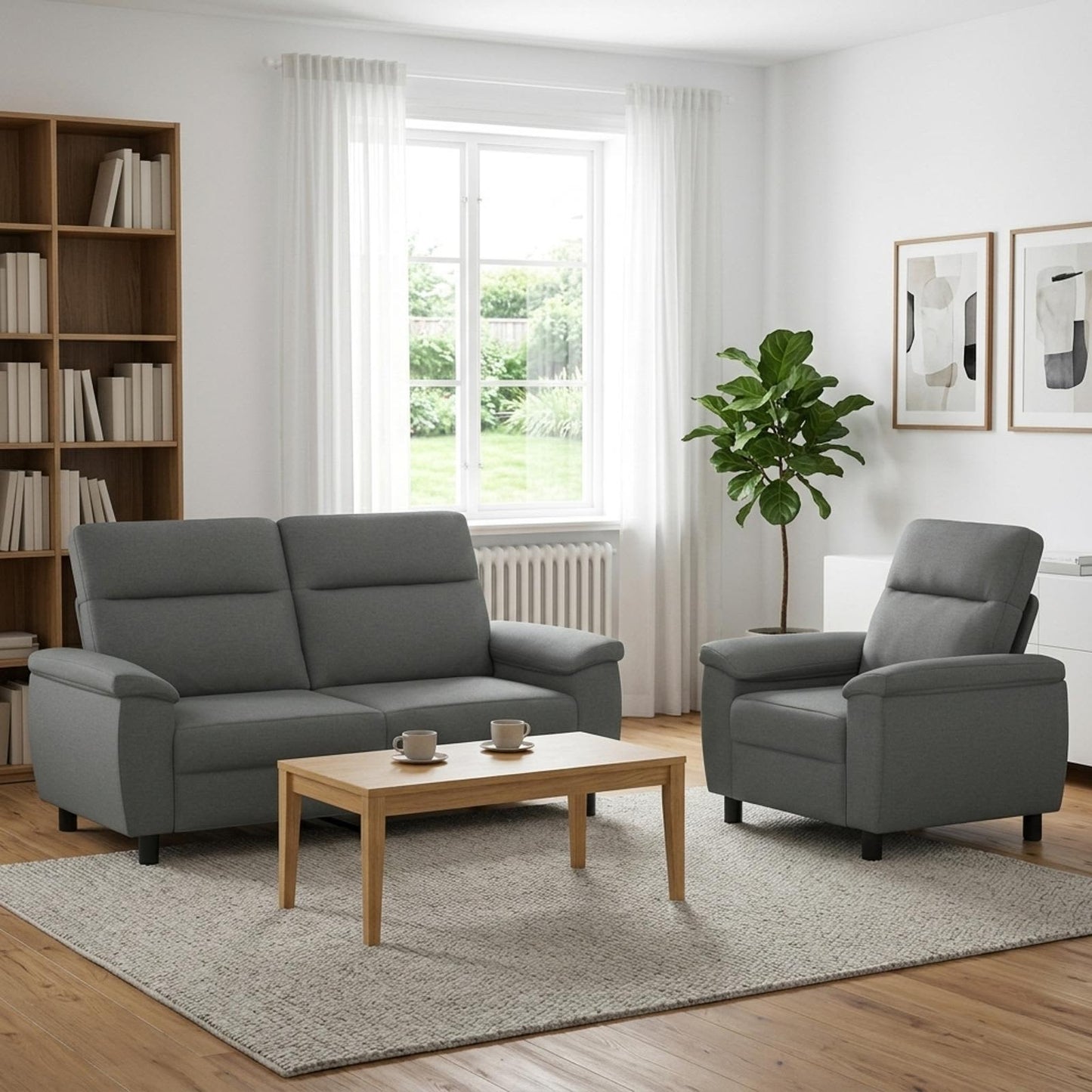 vidaXL Σετ Καναπέ 2 pcs Σκούρο Γκρι Ύφασμα