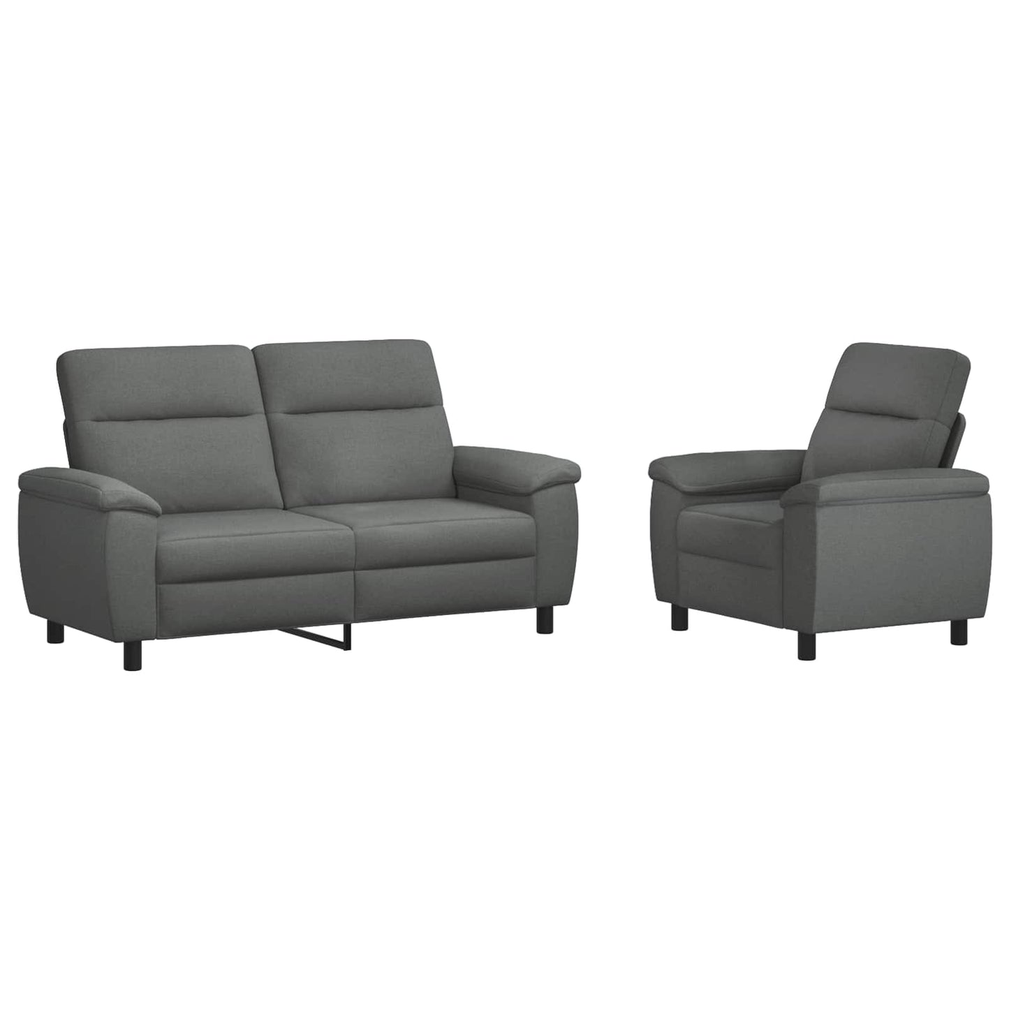 vidaXL Σετ Καναπέ 2 pcs Σκούρο Γκρι Ύφασμα