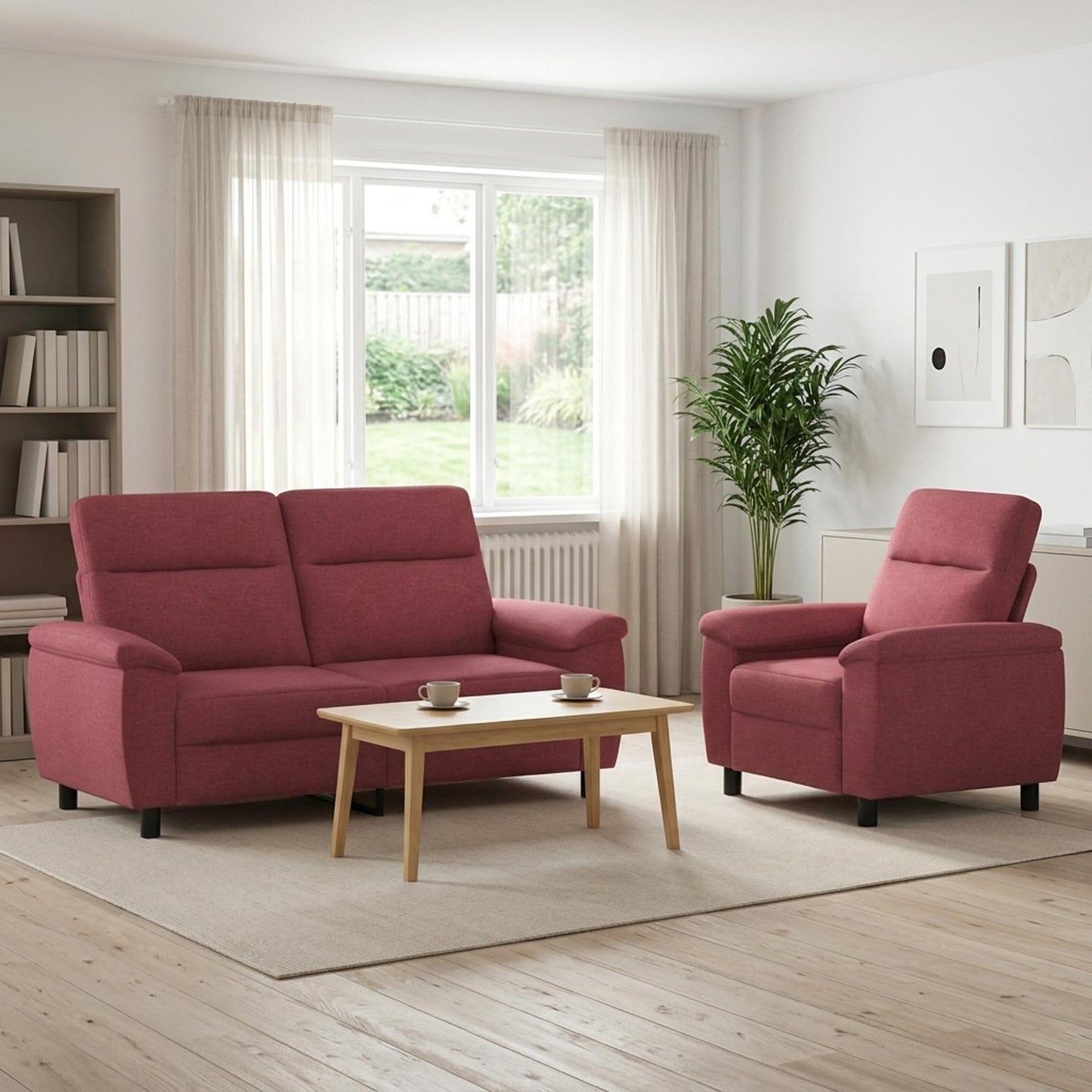 vidaXL Σετ Καναπέ 2 pcs Κόκκινο Ύφασμα
