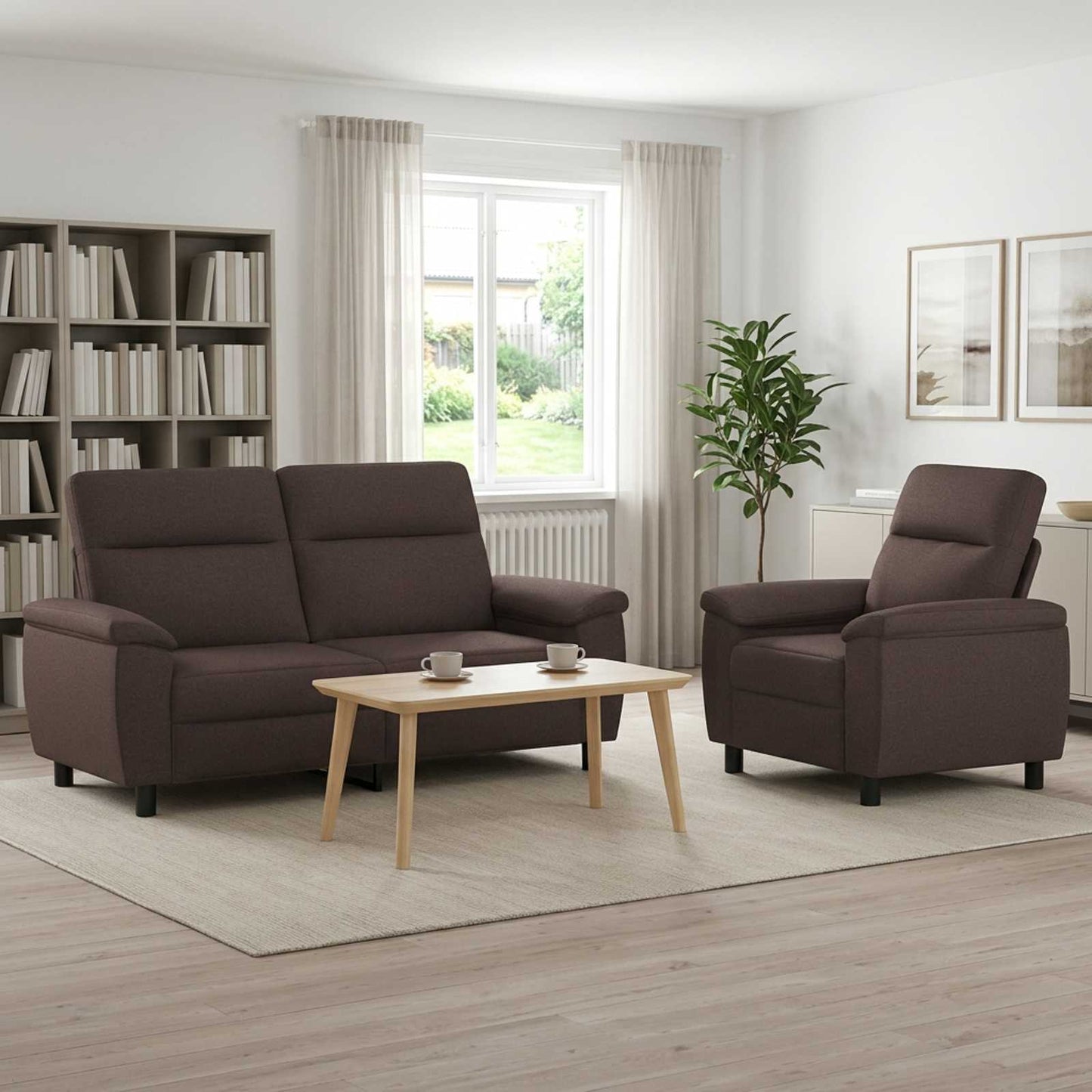 vidaXL Σετ Καναπέ 2 pcs Σκούρο Καφέ Ύφασμα