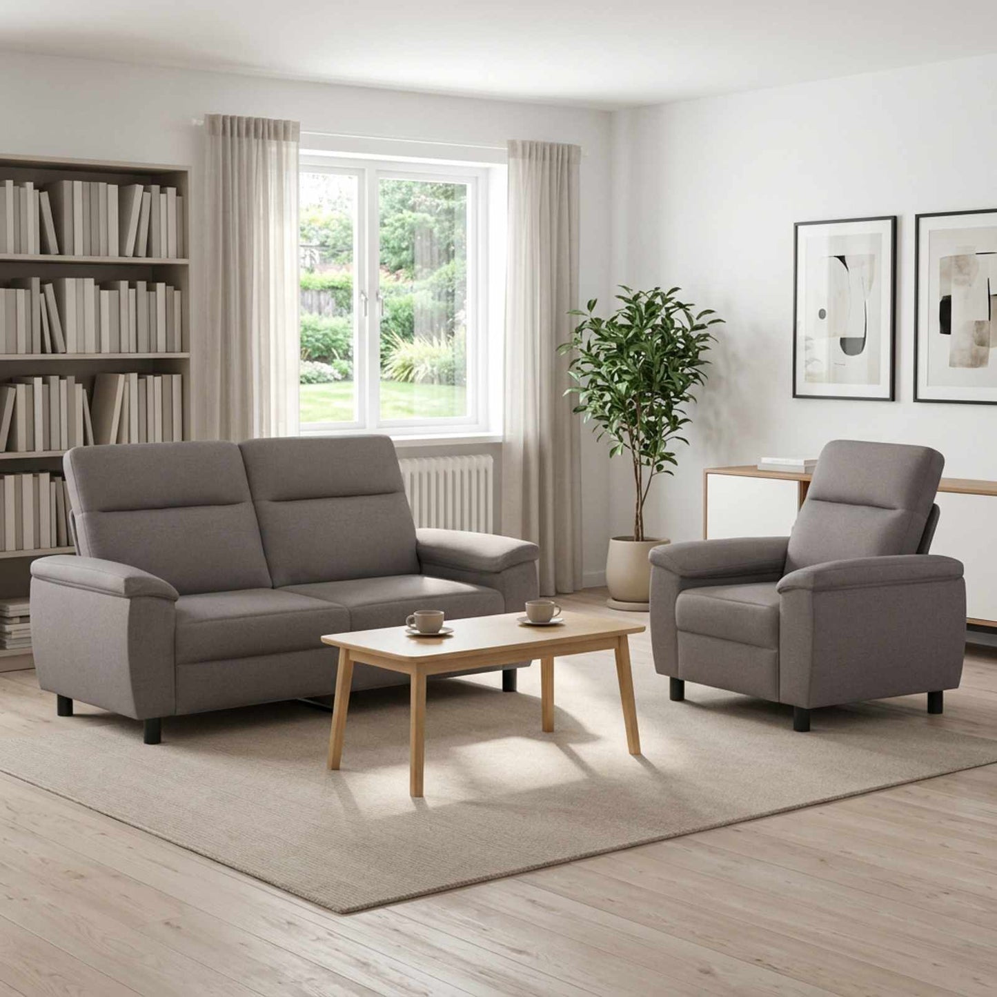 vidaXL Σετ Καναπέ 2 pcs Taupe Ύφασμα