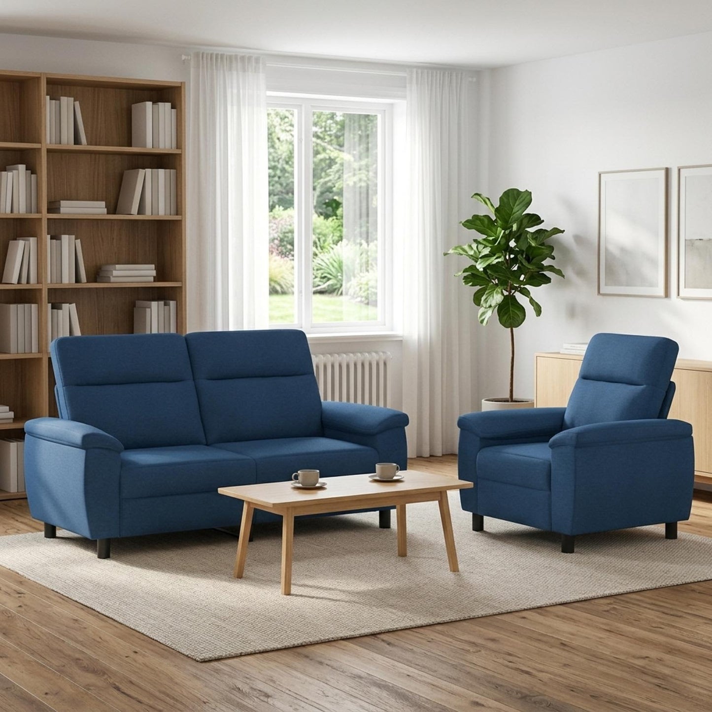 vidaXL Σετ Καναπέ 2 pcs Μπλε Ύφασμα