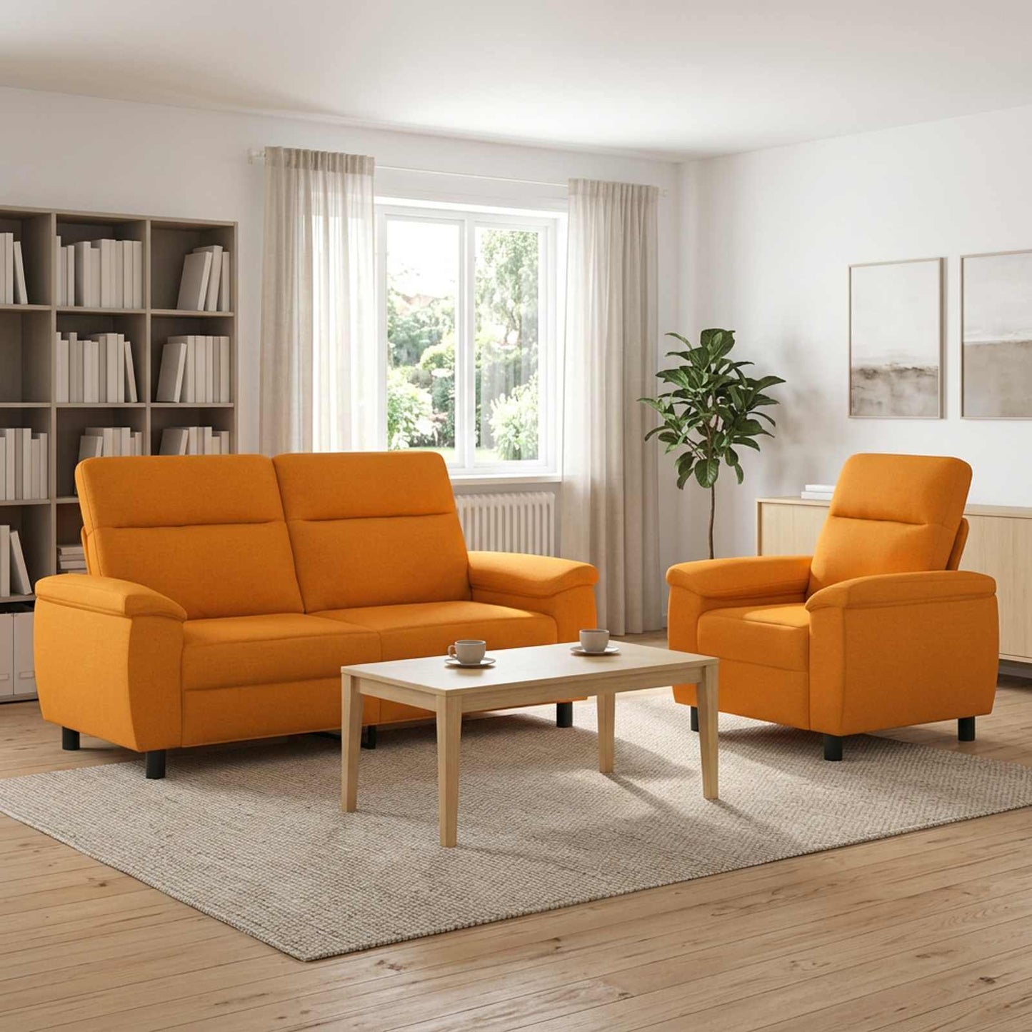 vidaXL Σετ Καναπέ 2 pcs Σκούρο κίτρινο Ύφασμα