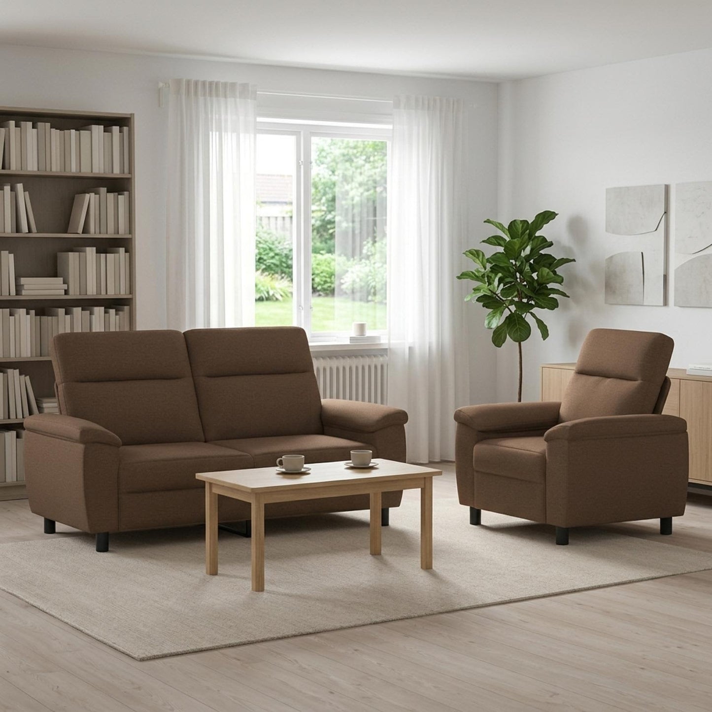 vidaXL Σετ Καναπέ 2 pcs Καφέ Ύφασμα