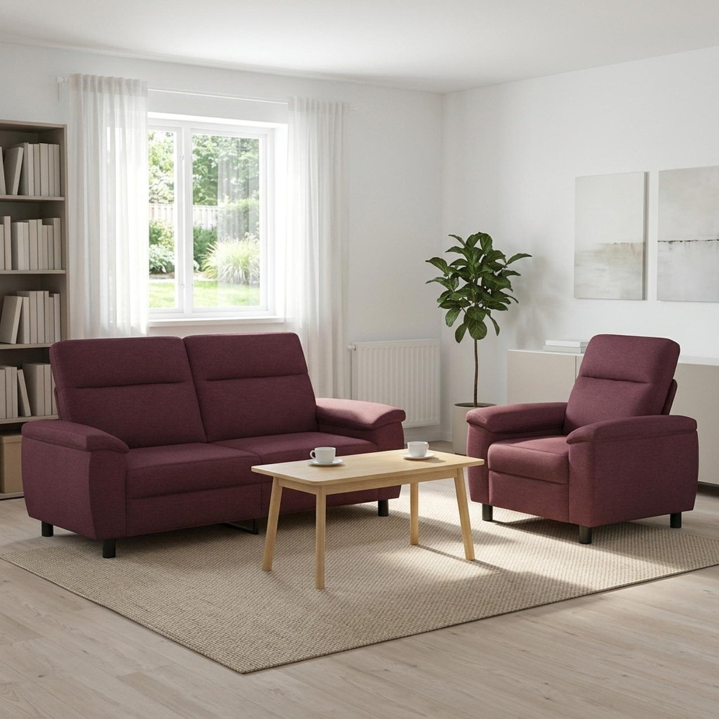 vidaXL Σετ Καναπέ 2 pcs Μοβ Ύφασμα