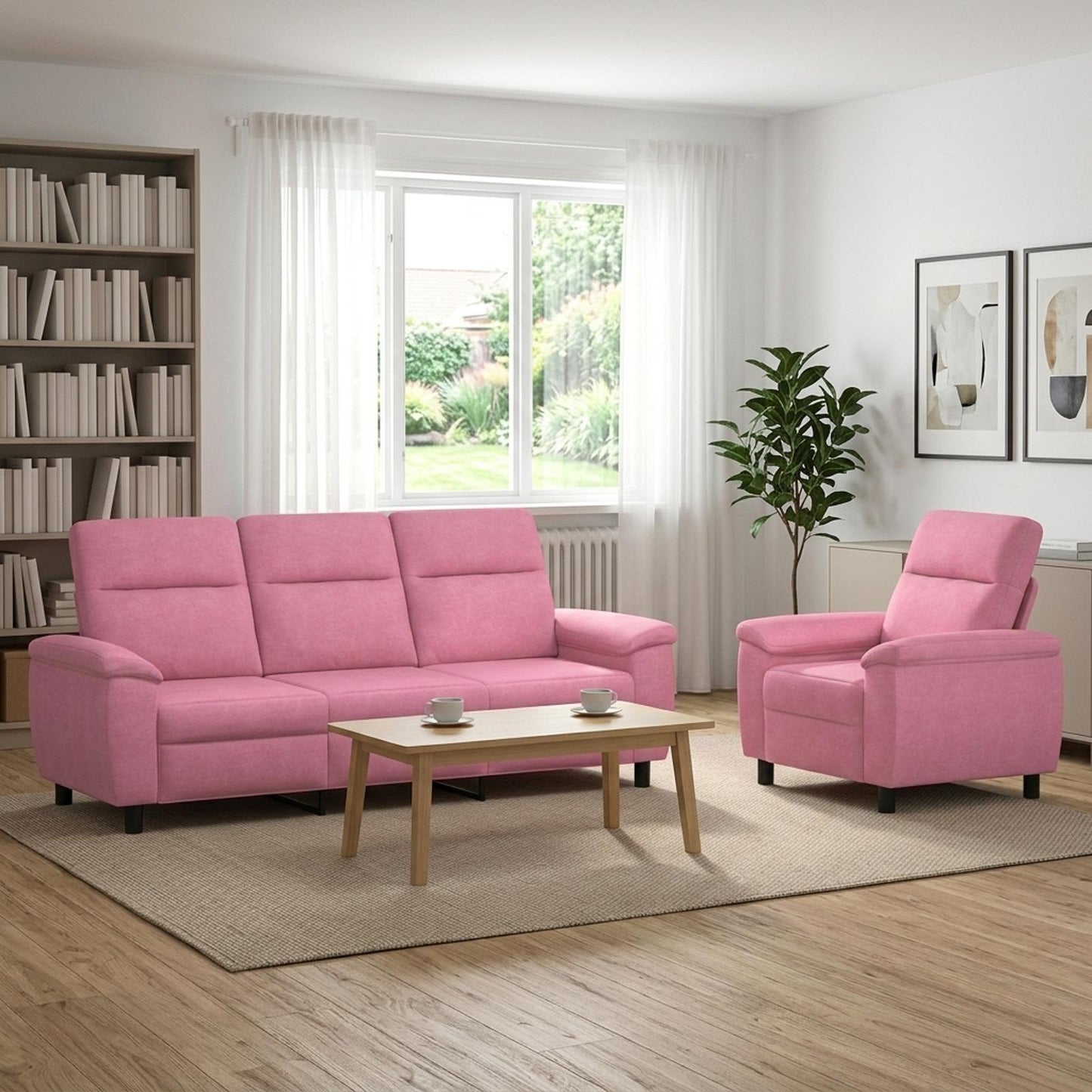 vidaXL Σετ Καναπέ 2 pcs Ροζ Ύφασμα