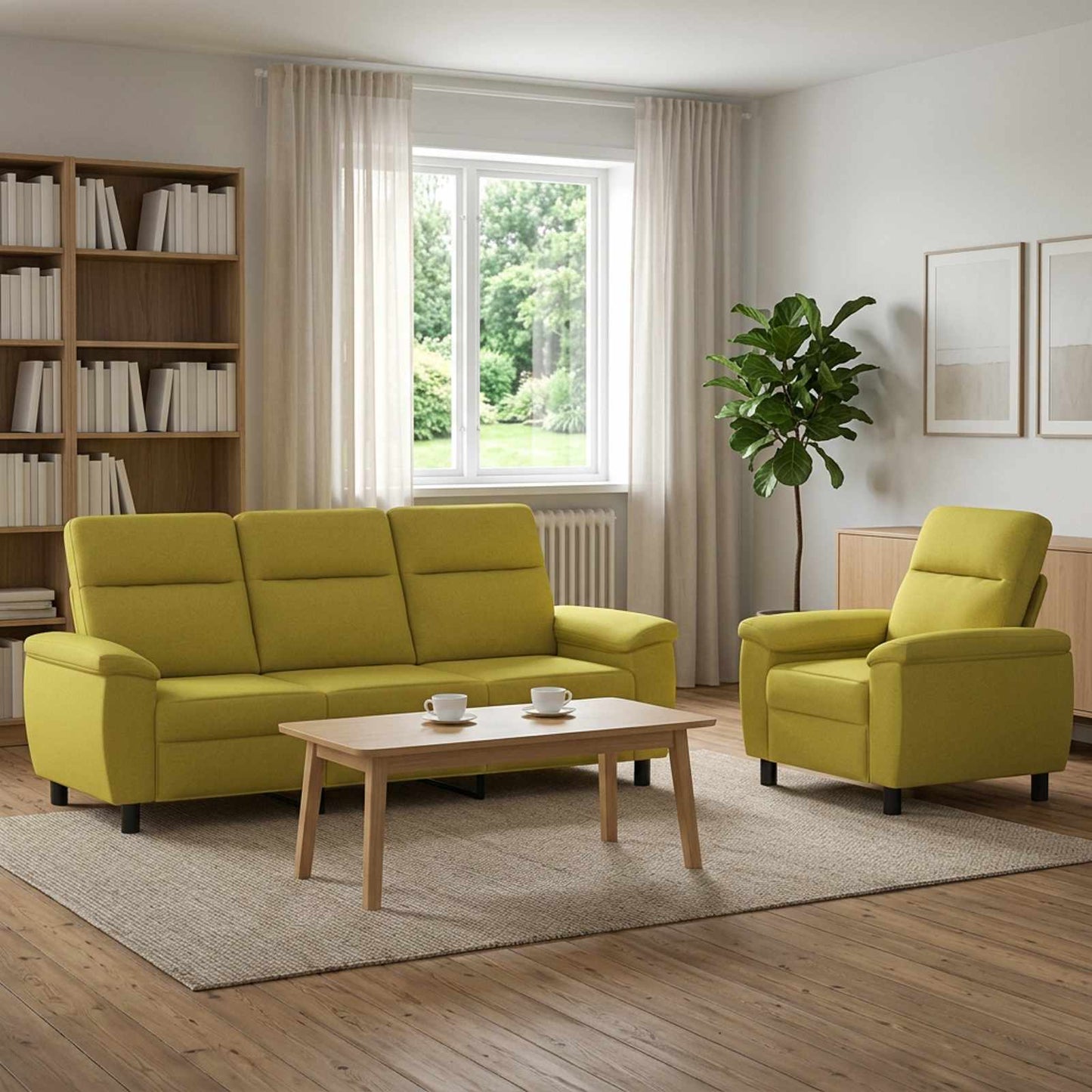 vidaXL Σετ Καναπέ 2 pcs Ανοιχτό Πράσινο Ύφασμα