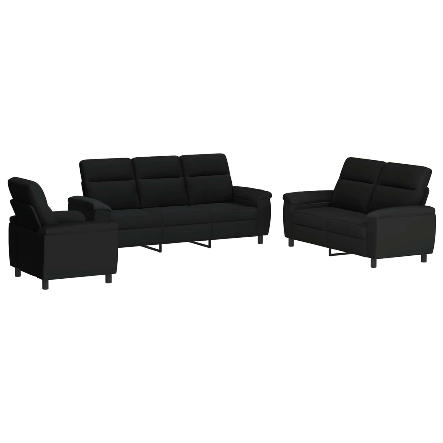 vidaXL Σετ Καναπέ 3 pcs Μαύρο Ύφασμα