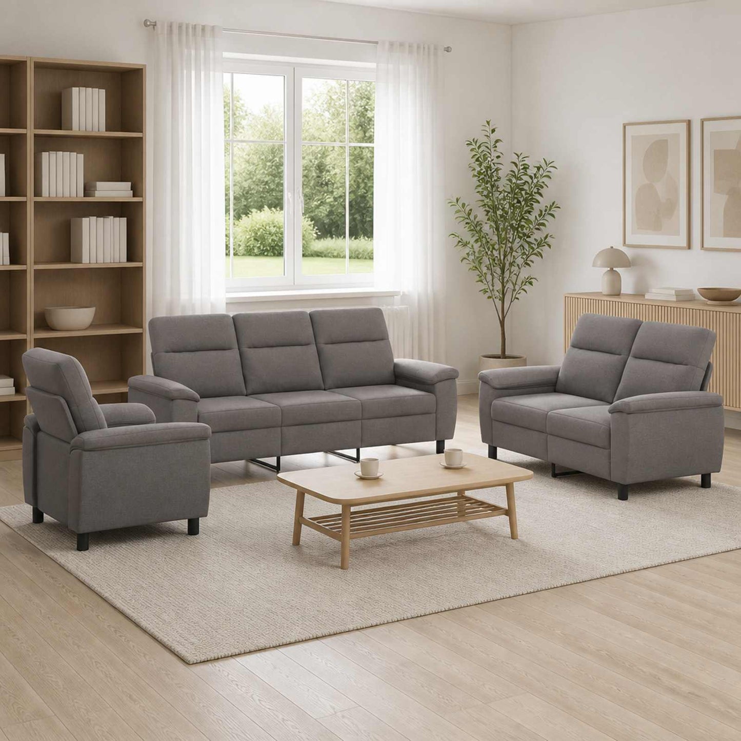 vidaXL Σετ Καναπέ 3 pcs Taupe Ύφασμα