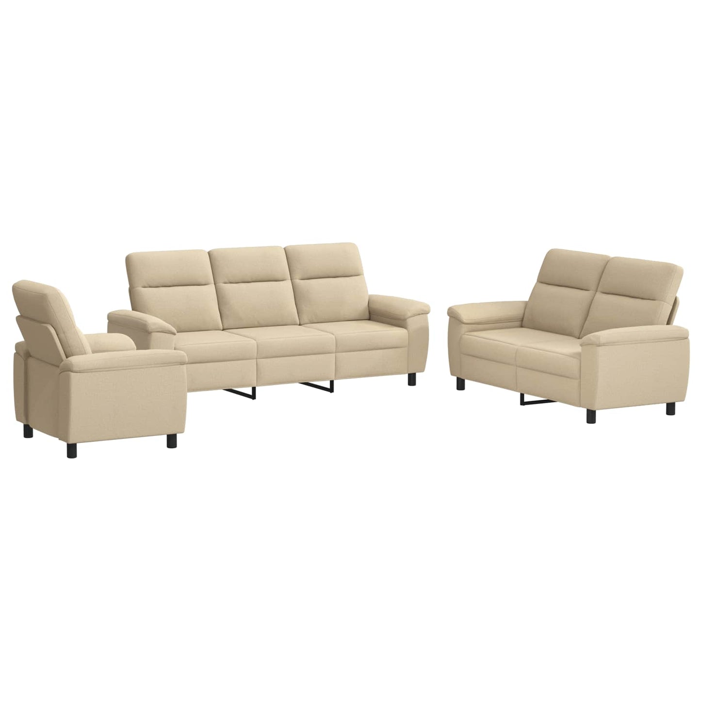 vidaXL Σετ Καναπέ 3 pcs Κρεμ Ύφασμα