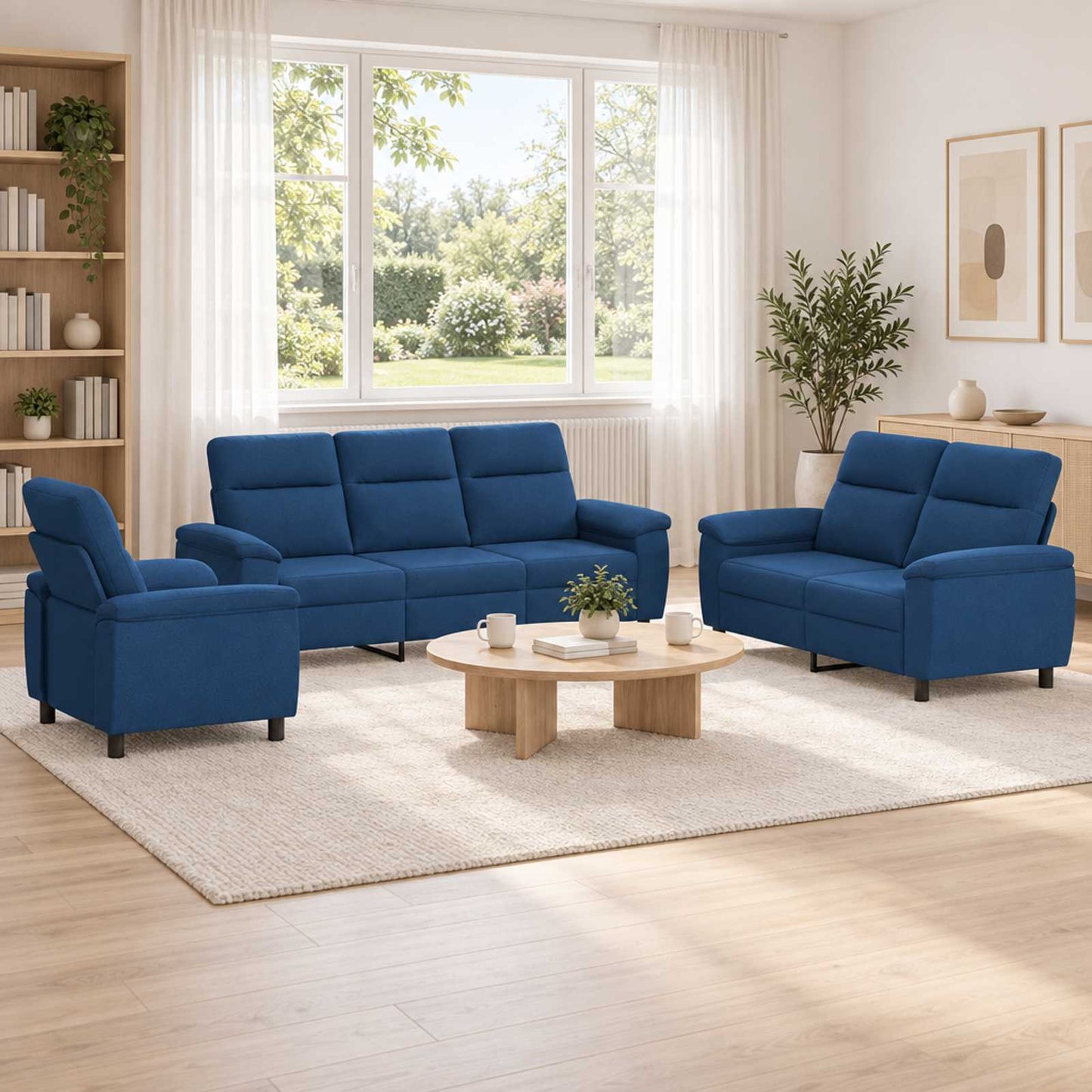 vidaXL Σετ Καναπέ 3 pcs Μπλε Ύφασμα