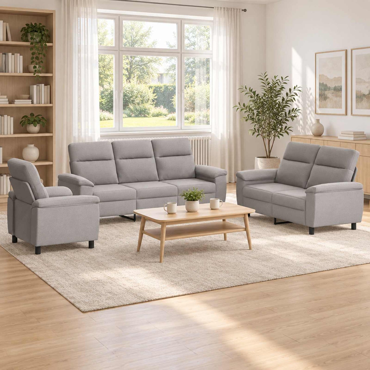 vidaXL Σετ Καναπέ 3 pcs Σκίουρος Γκρί Ύφασμα