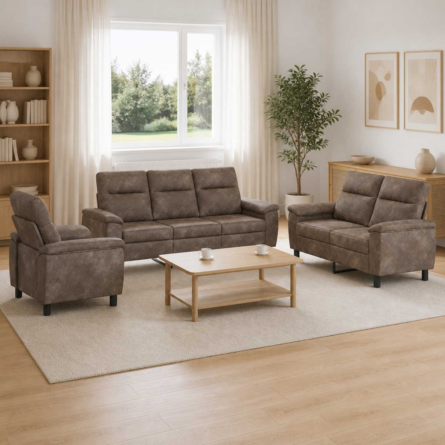 vidaXL Σετ Καναπέ 3 pcs Σκούρο Γκρι Φιλικό Δερμάτινο Σουέντ