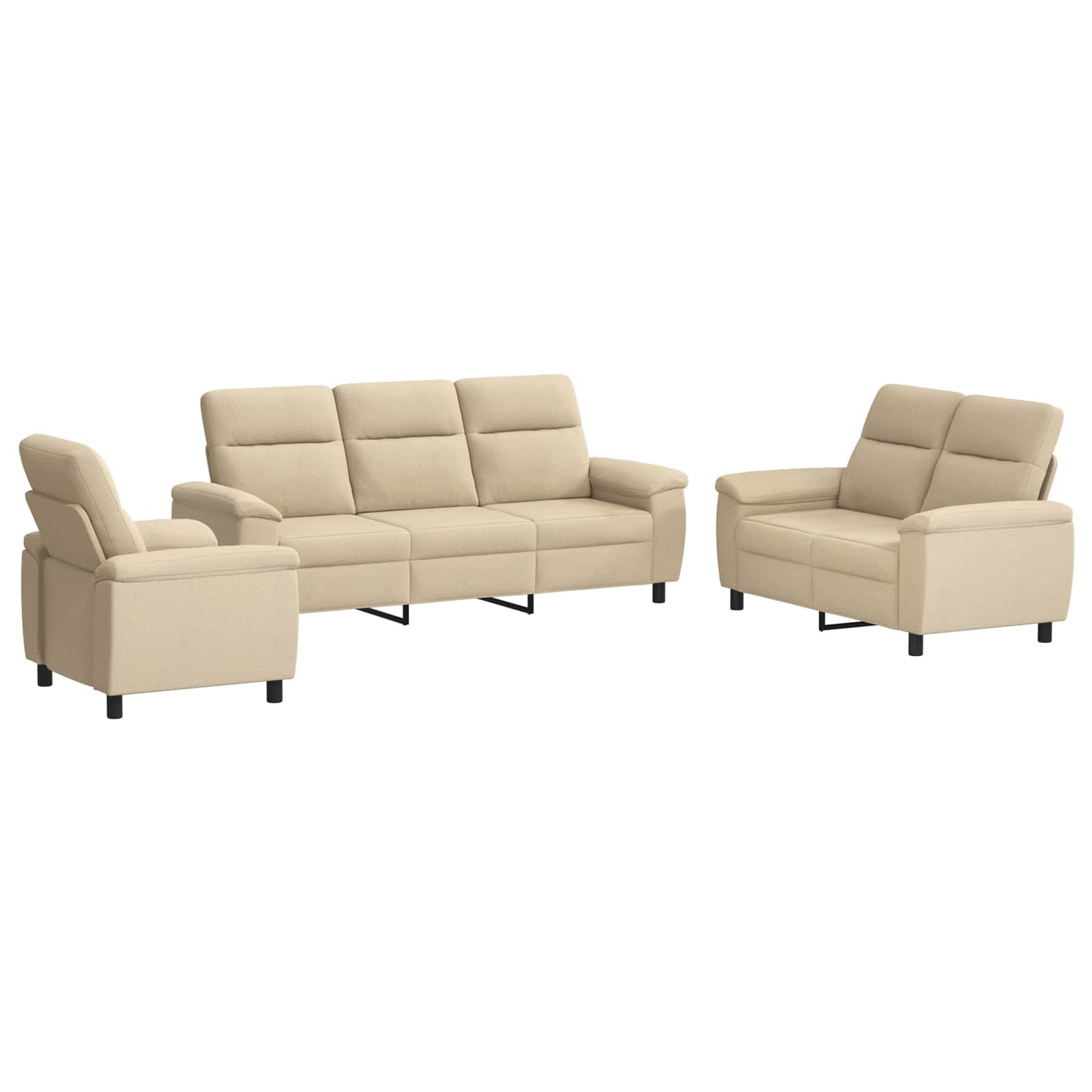 vidaXL Σετ Καναπέ 3 pcs Κρεμ Ύφασμα