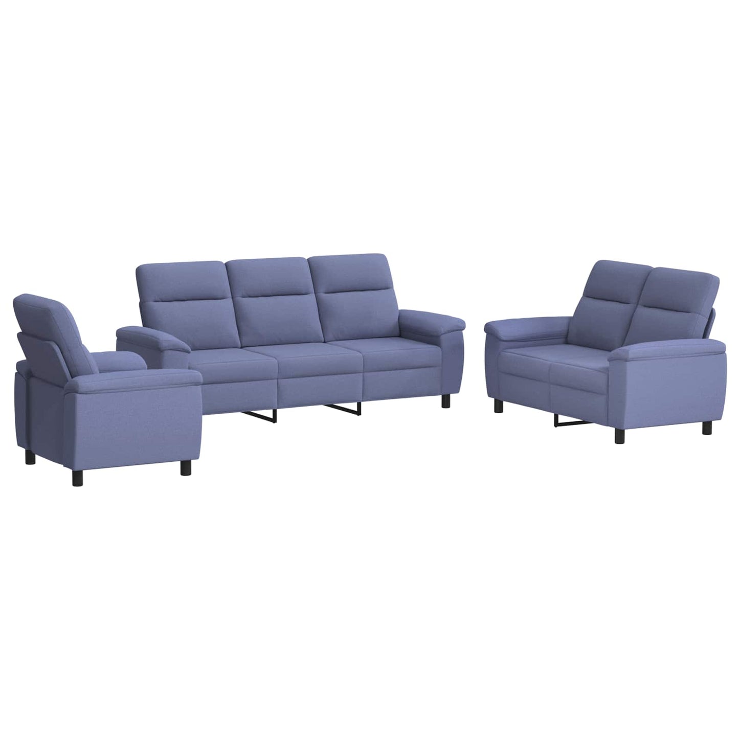vidaXL Σετ Καναπέ 3 pcs Μπλε τζην Ύφασμα