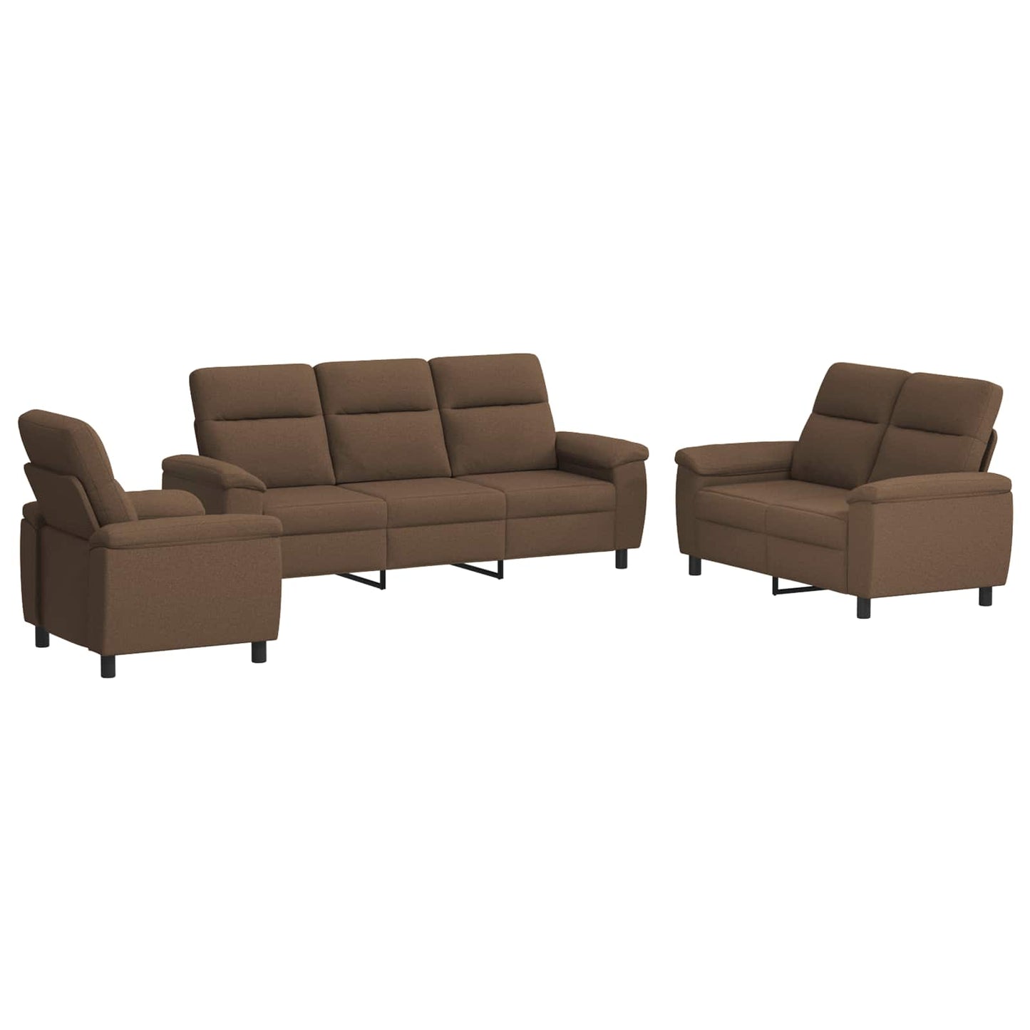 vidaXL Σετ Καναπέ 3 pcs Καφέ Ύφασμα