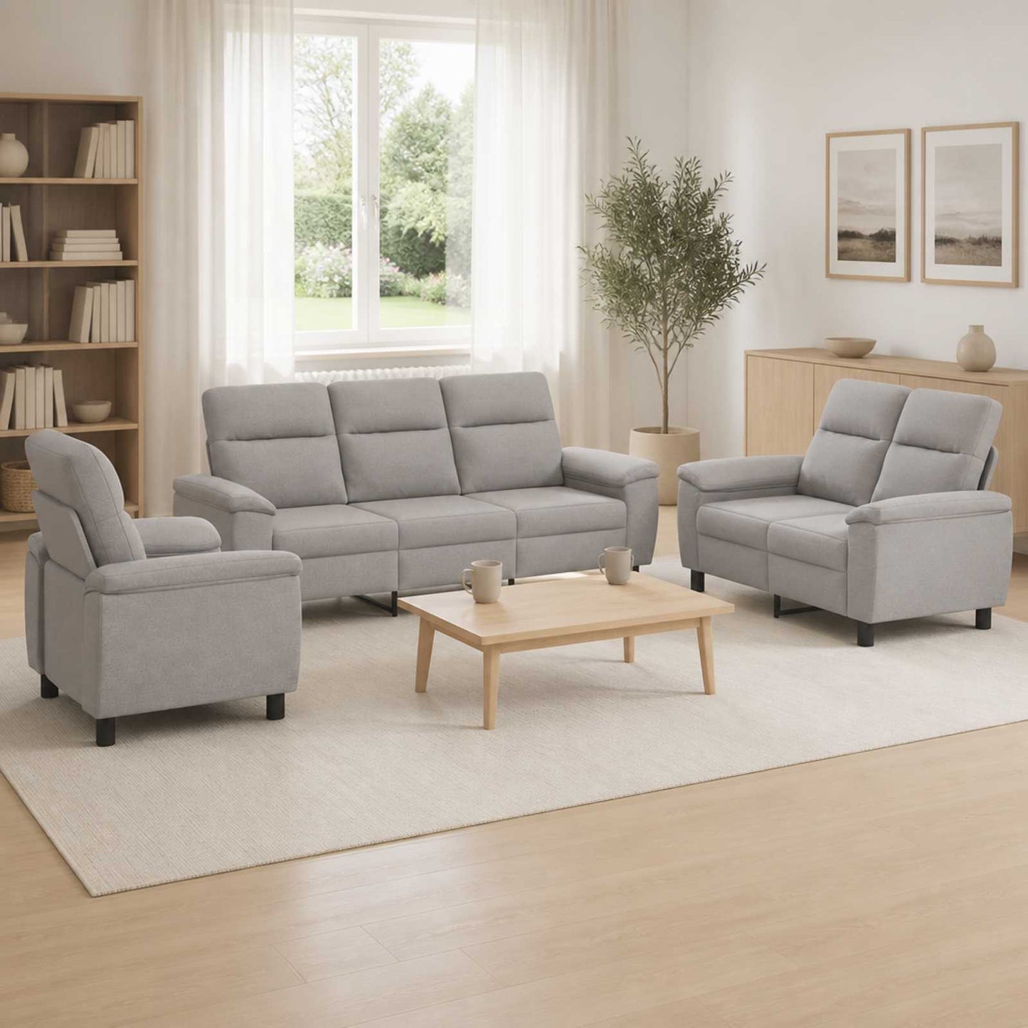 vidaXL Σετ Καναπέ 3 pcs Σκίουρος Γκρί Ύφασμα