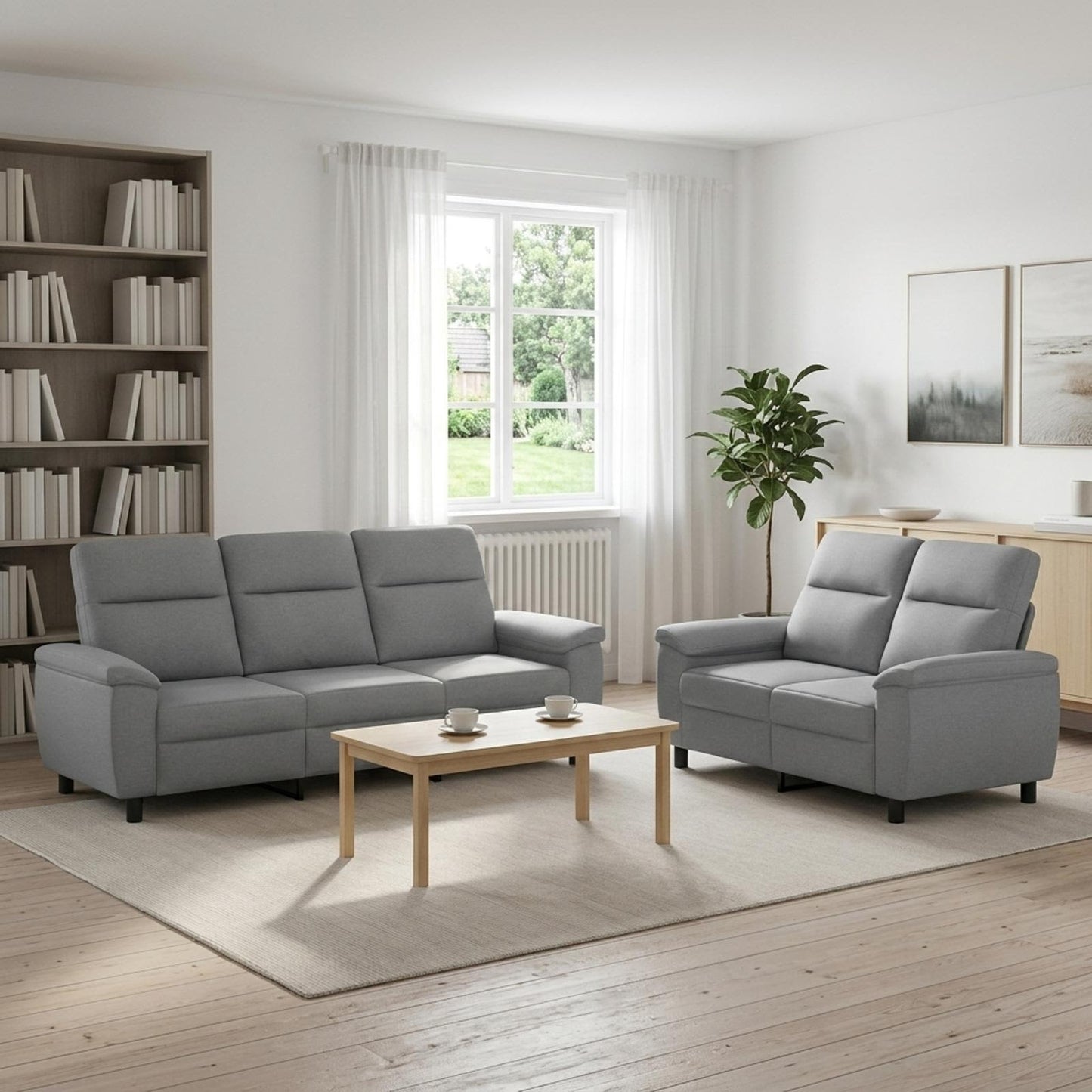 vidaXL Σετ Καναπέ 2 pcs Ανοιχτό γκρι Ύφασμα