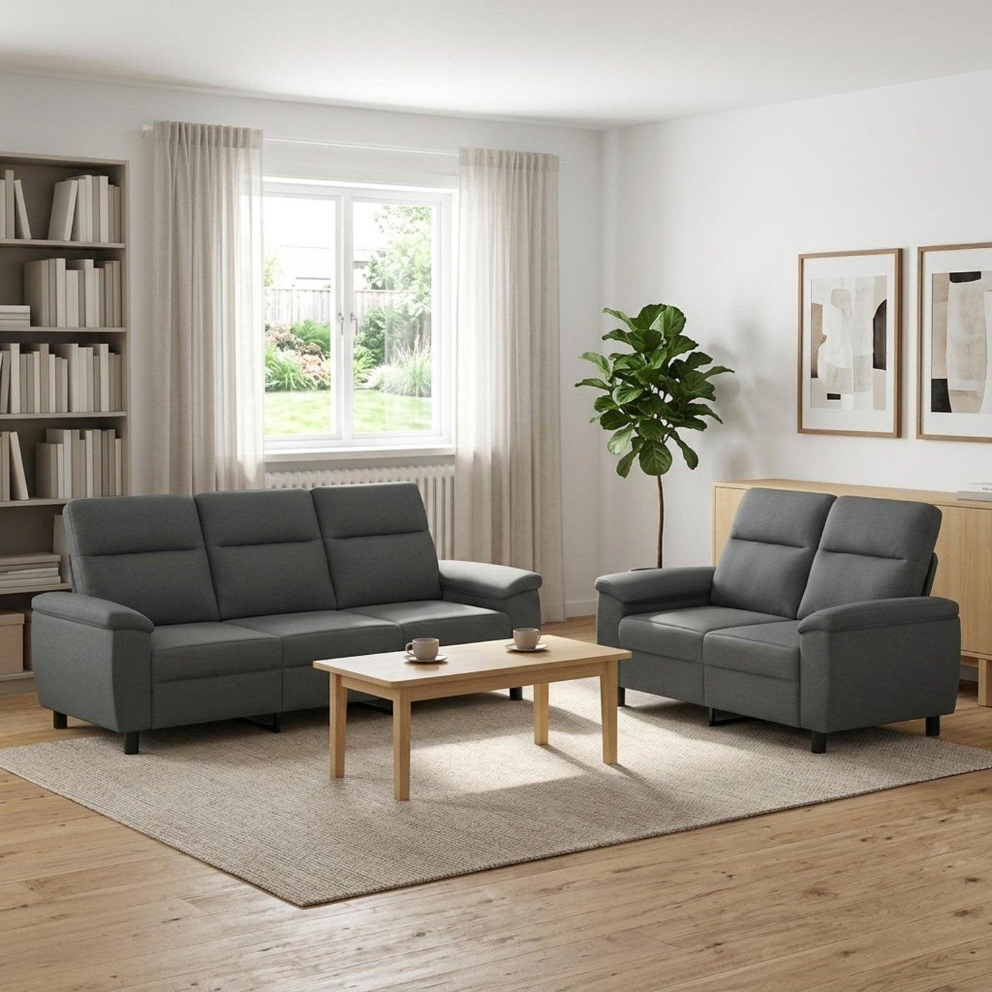 vidaXL Σετ Καναπέ 2 pcs Σκούρο Γκρι Ύφασμα