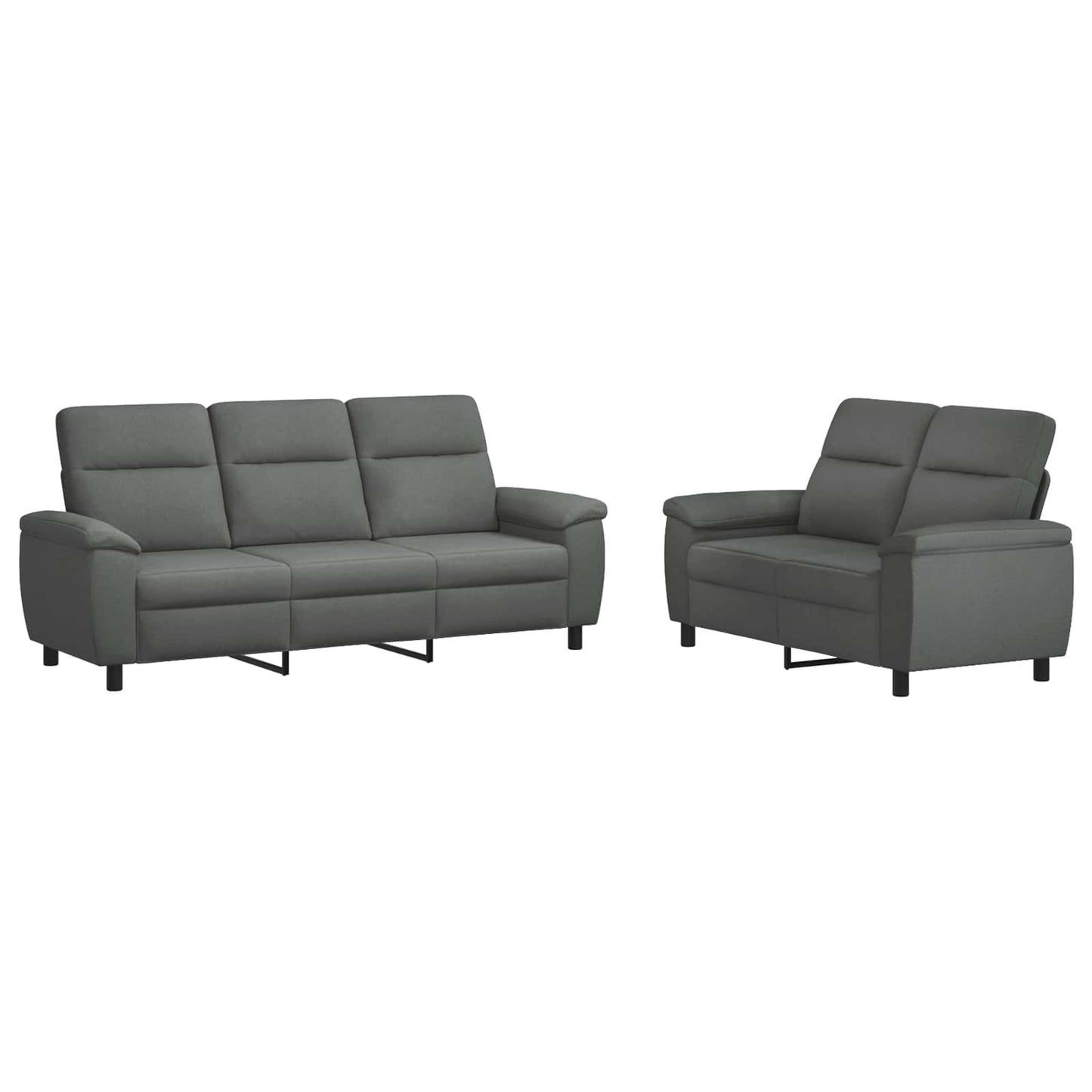 vidaXL Σετ Καναπέ 2 pcs Σκούρο Γκρι Ύφασμα