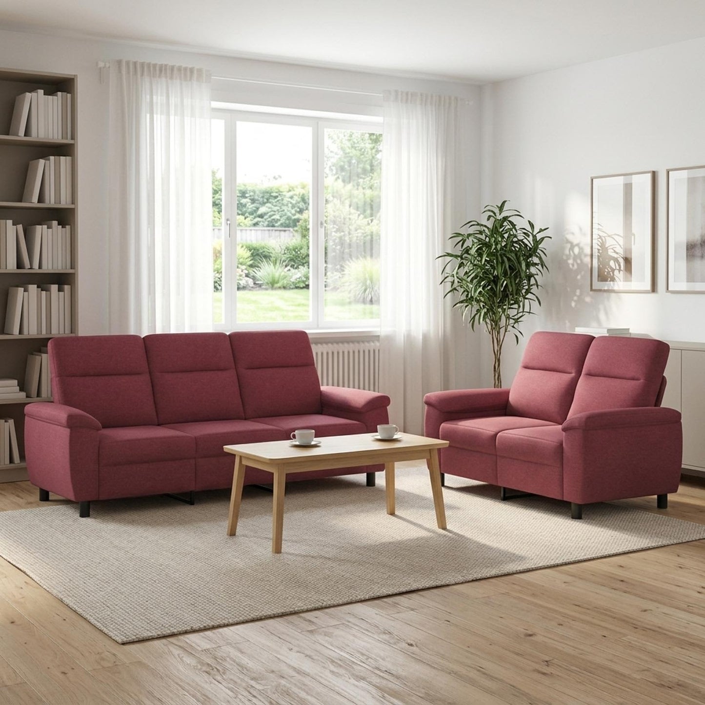 vidaXL Σετ Καναπέ 2 pcs Κόκκινο Ύφασμα