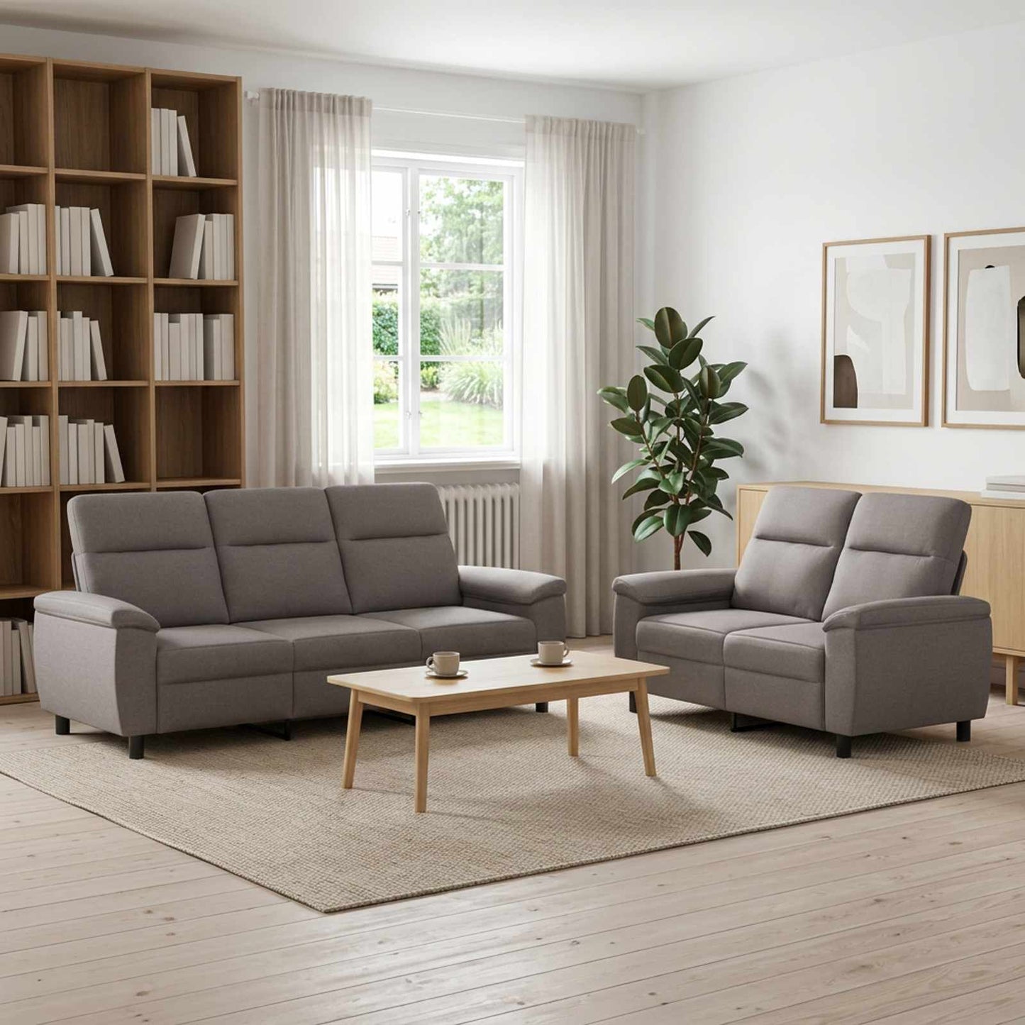 vidaXL Σετ Καναπέ 2 pcs Taupe Ύφασμα
