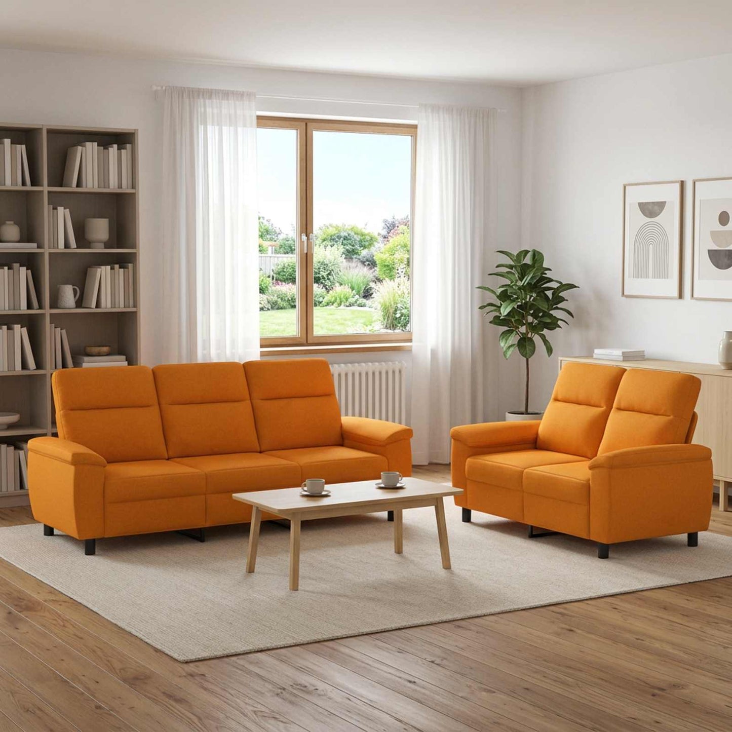 vidaXL Σετ Καναπέ 2 pcs Σκούρο κίτρινο Ύφασμα