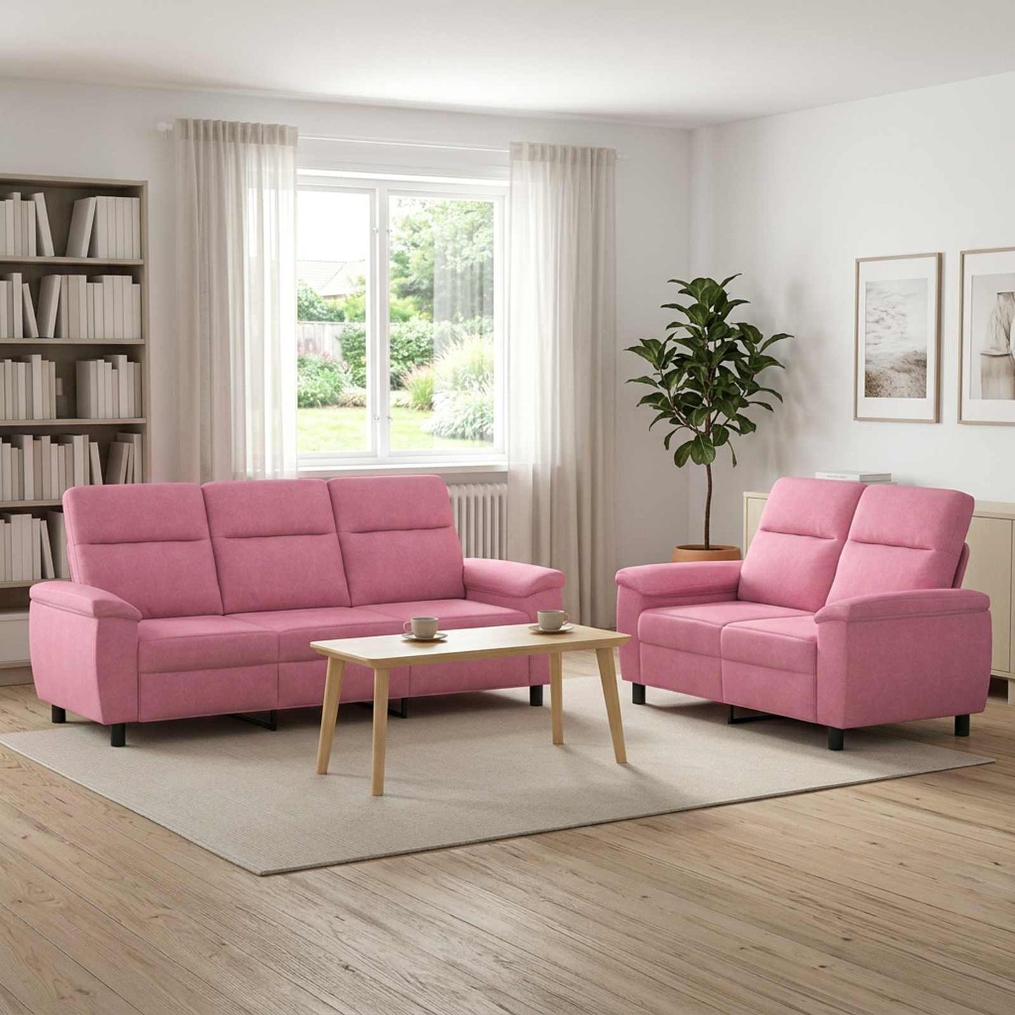 vidaXL Σετ Καναπέ 2 pcs Ροζ Ύφασμα