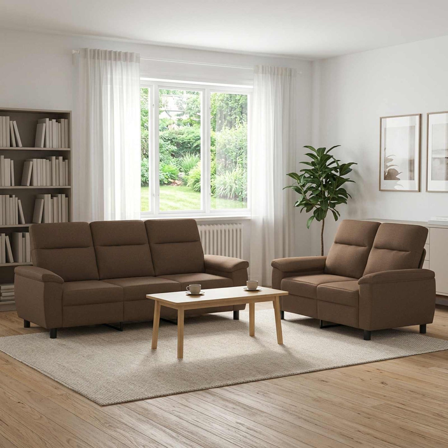 vidaXL Σετ Καναπέ 2 pcs Καφέ Ύφασμα