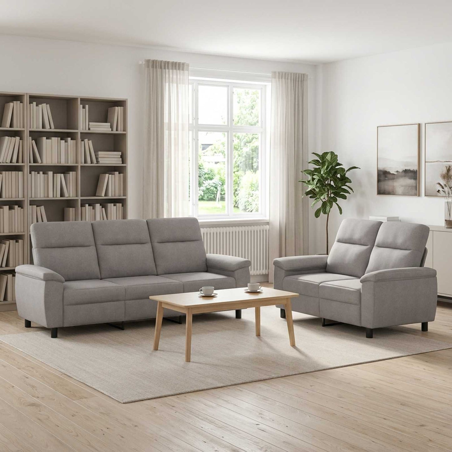vidaXL Σετ Καναπέ 2 pcs Σκίουρος Γκρί Ύφασμα