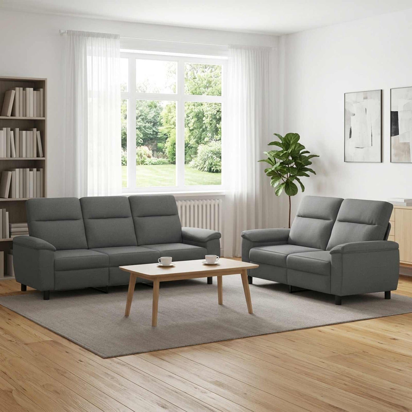 vidaXL Σετ Καναπέ 2 pcs Σκούρο Γκρι Ύφασμα