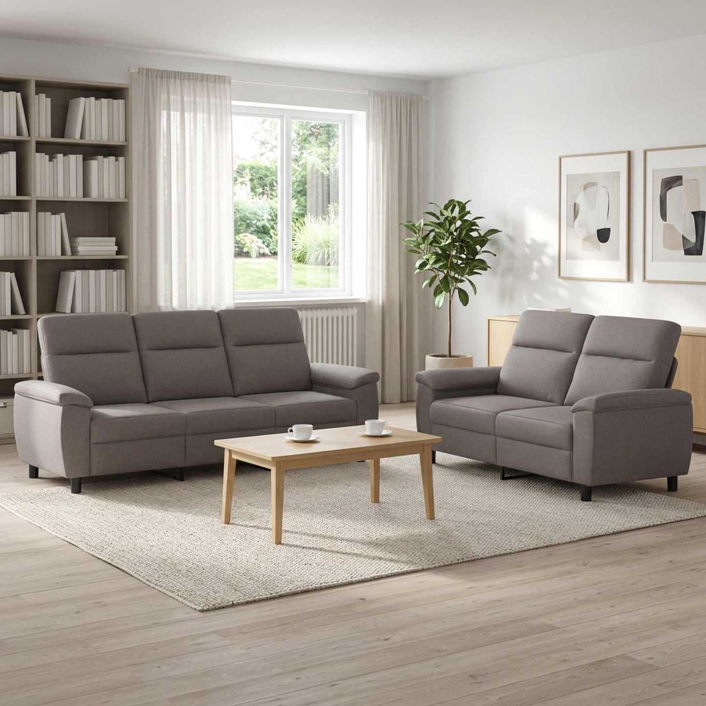 vidaXL Σετ Καναπέ 2 pcs Taupe Ύφασμα