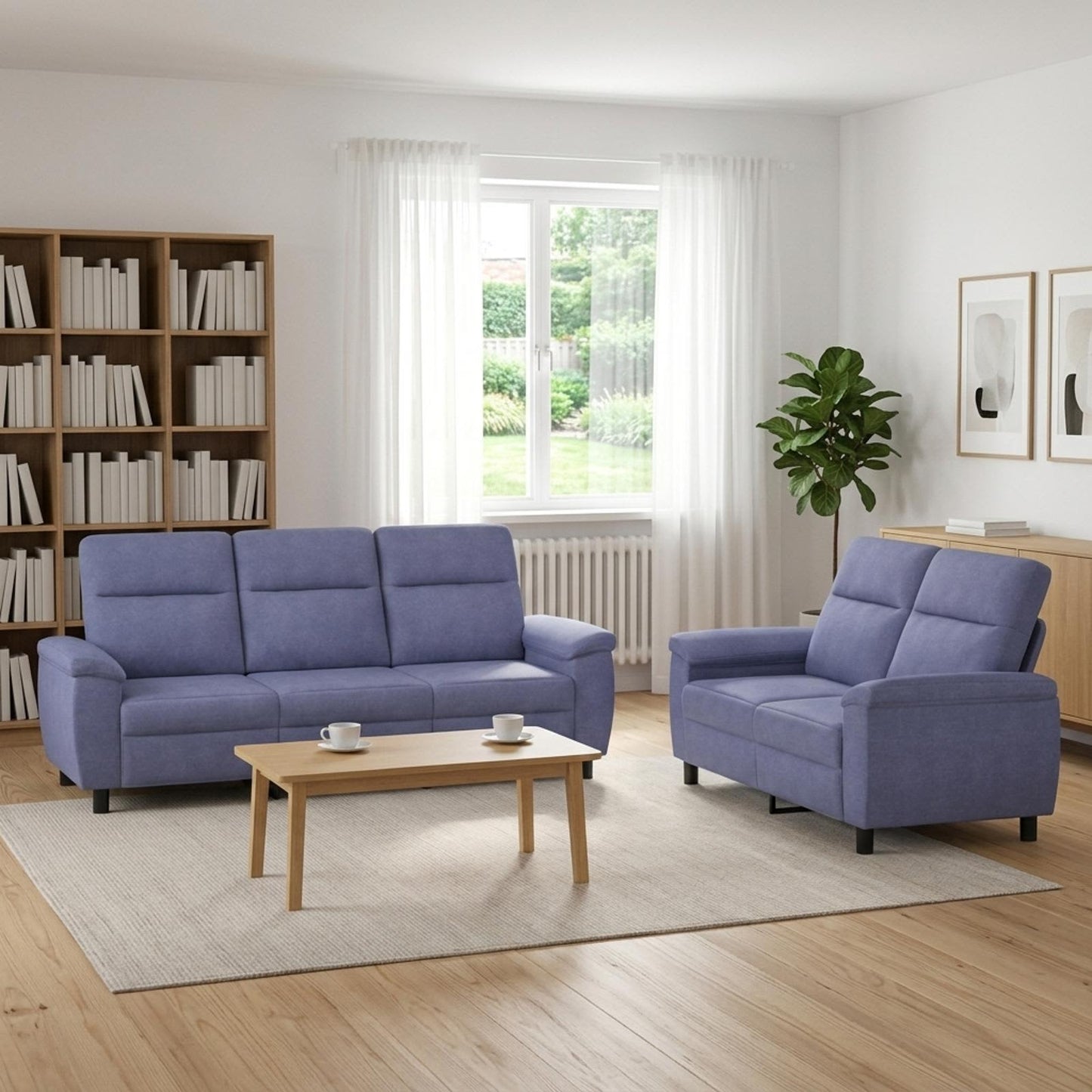 vidaXL Σετ Καναπέ 2 pcs Μπλε τζην Ύφασμα