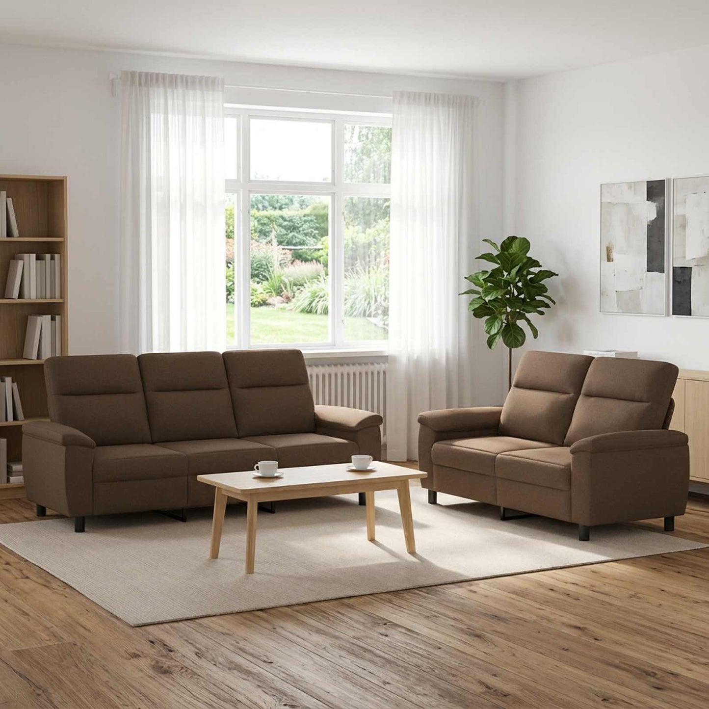 vidaXL Σετ Καναπέ 2 pcs Καφέ Ύφασμα