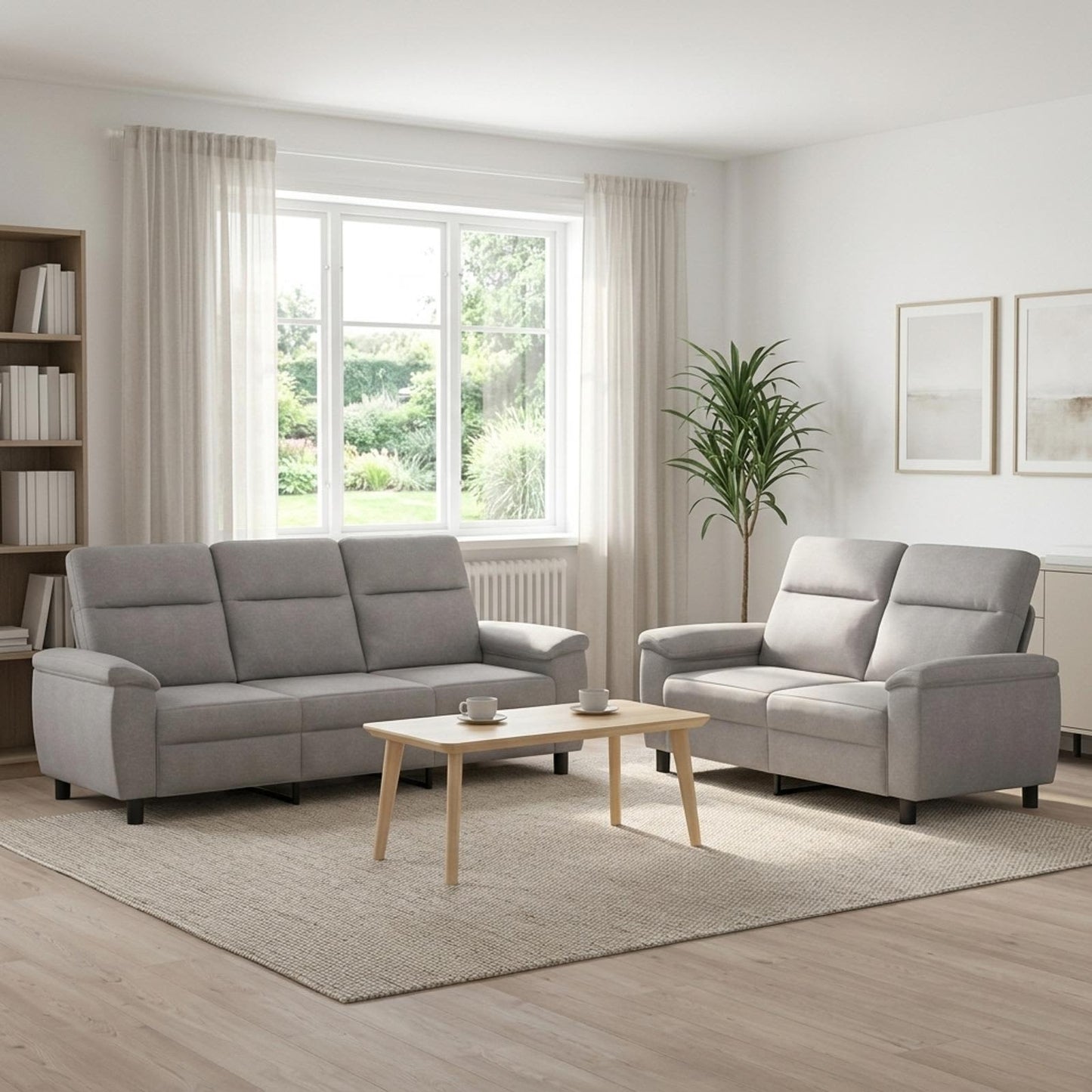 vidaXL Σετ Καναπέ 2 pcs Σκίουρος Γκρί Ύφασμα