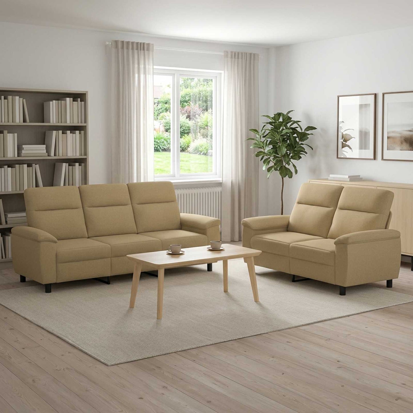 vidaXL Σετ Καναπέ 2 pcs Ανοιχτό καφέ Ύφασμα