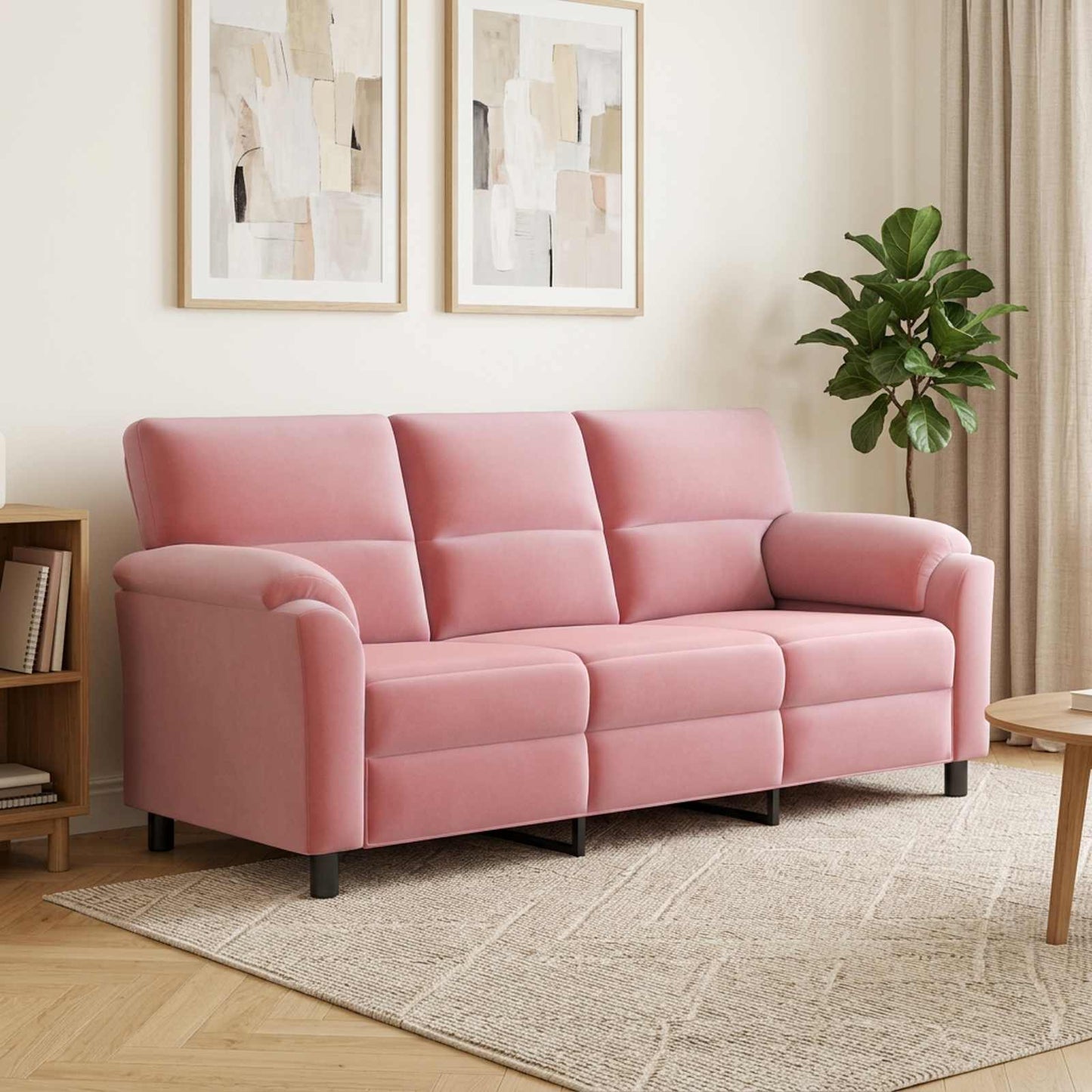 vidaXL Καναπές Ροζ 214 x 85 x 93 εκ Βελούδο