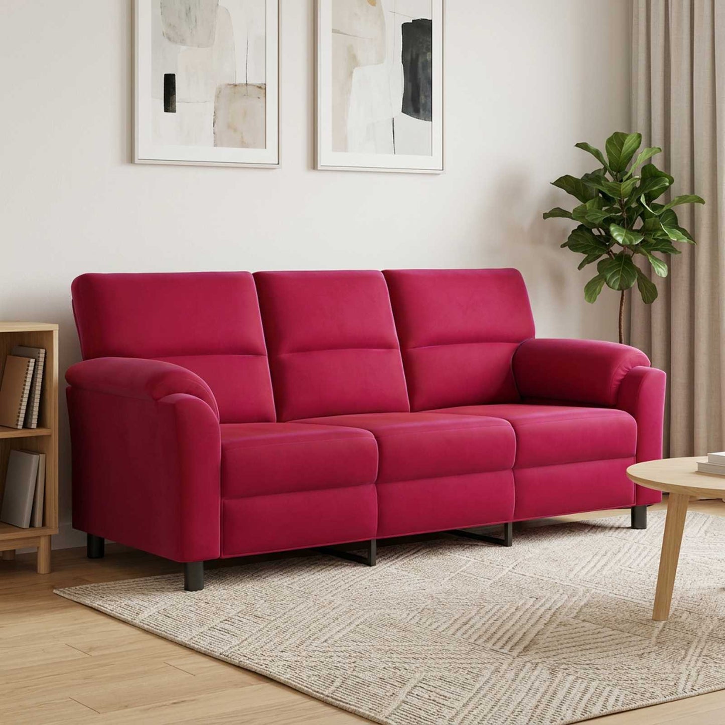 vidaXL Καναπές Κόκκινο 214 x 85 x 93 εκ Βελούδο