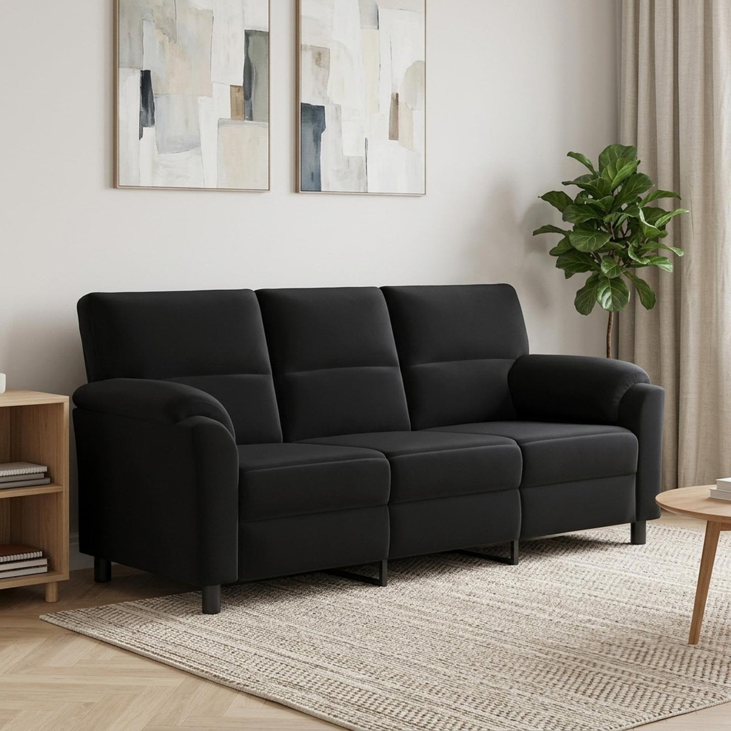 vidaXL Καναπές Μαύρο 214 x 85 x 93 εκ Βελούδο