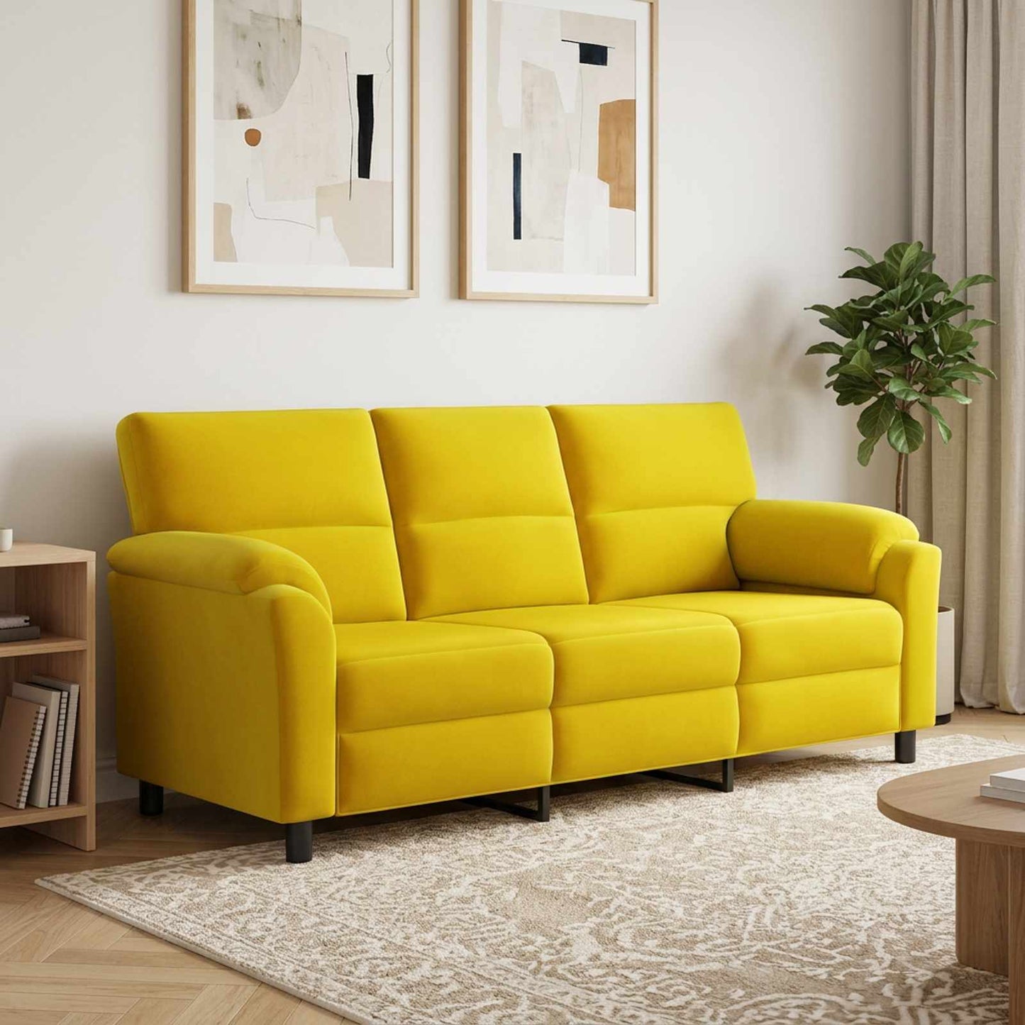 vidaXL Καναπές Κίτρινο 214 x 85 x 93 εκ Βελούδο