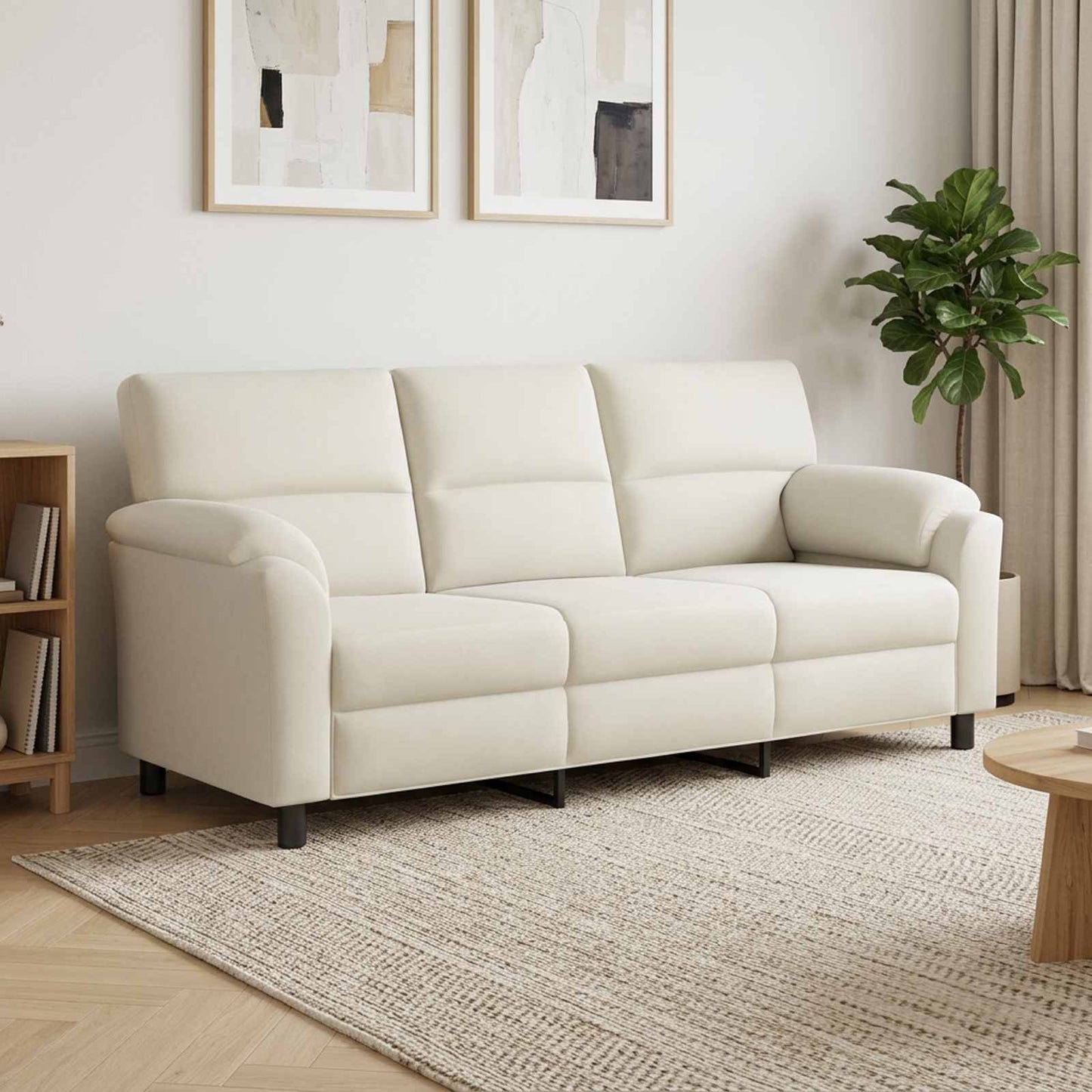 vidaXL Καναπές Κρεμ 214 x 85 x 93 εκ Βελούδο