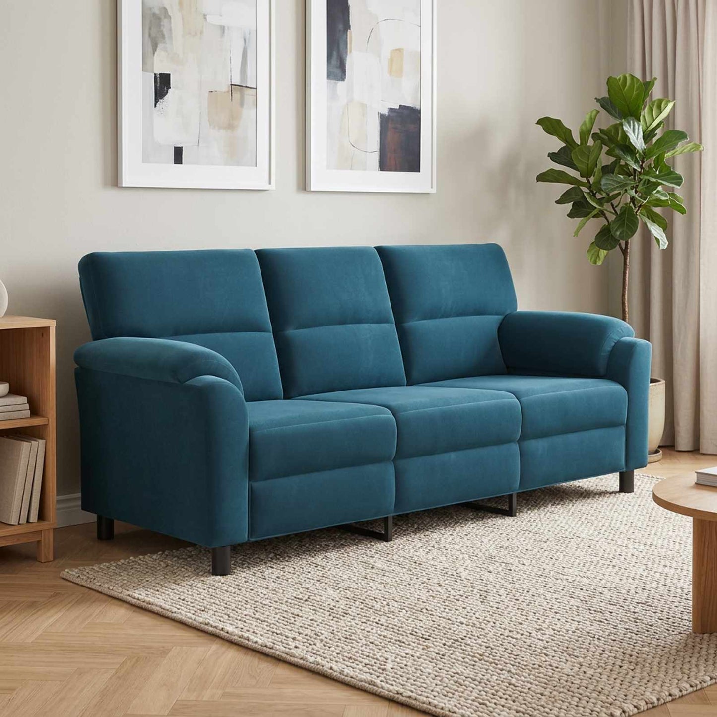 vidaXL Καναπές Μπλε 214 x 85 x 93 εκ Βελούδο