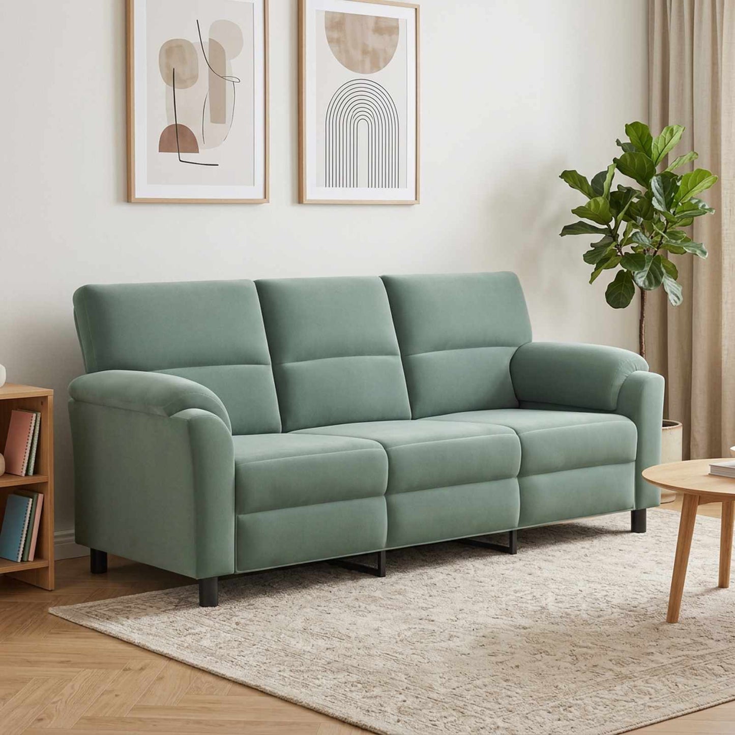 vidaXL Καναπές Θαλασσί 214 x 85 x 93 εκ Βελούδο
