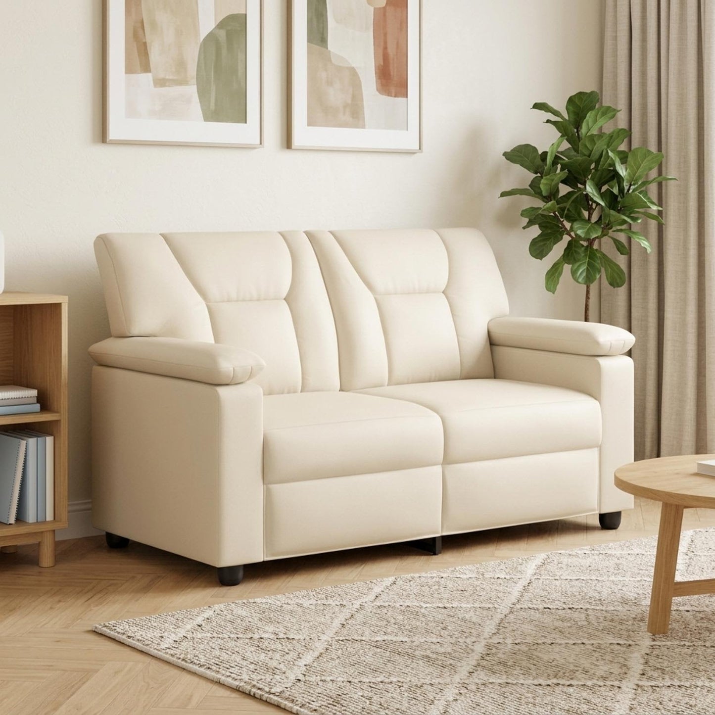 vidaXL Καναπές Κρεμ 151 x 85 x 93 εκ. Τεχνητό Δέρμα