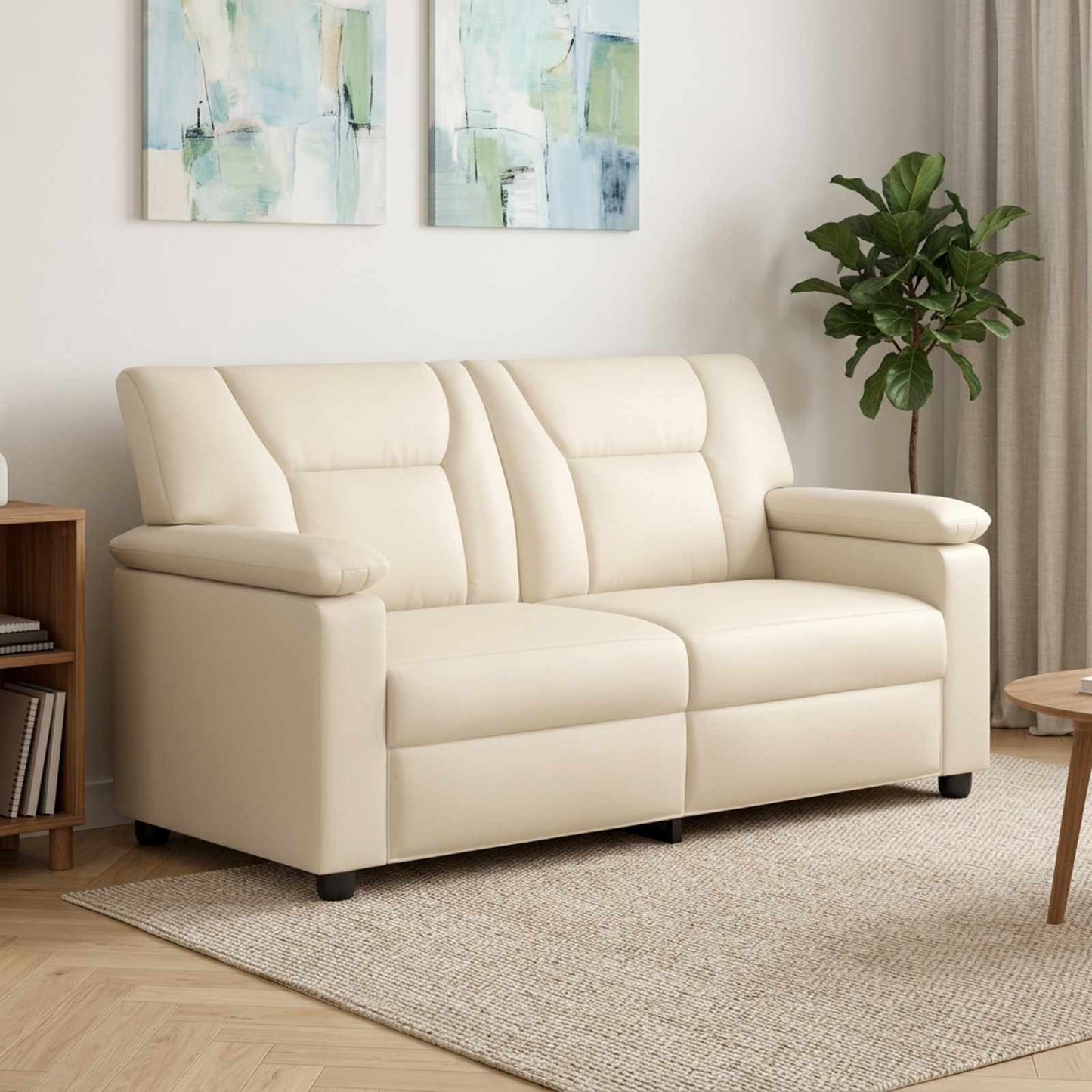 vidaXL Καναπές Κρεμ 171 x 85 x 93 εκ. Τεχνητό Δέρμα