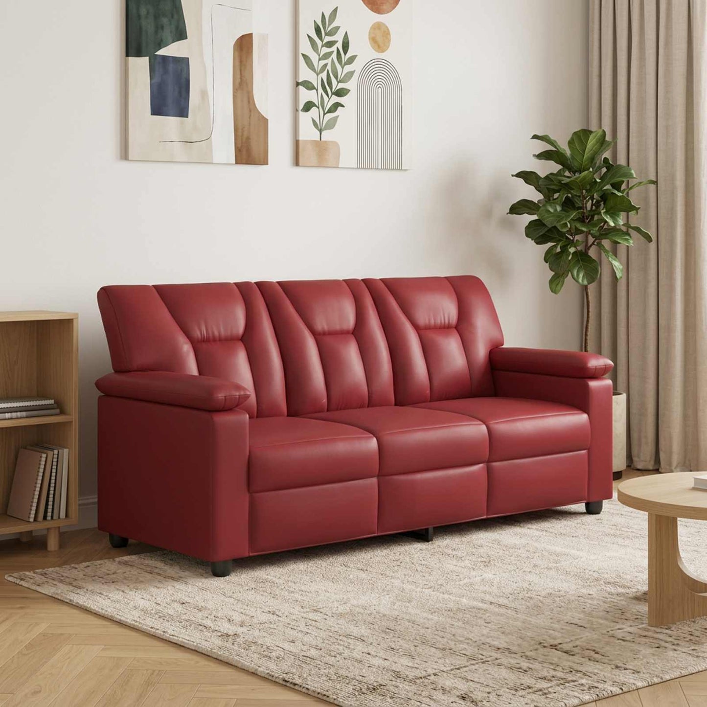 vidaXL Καναπές Κόκκινο 191 x 85 x 93 εκ. Τεχνητό Δέρμα