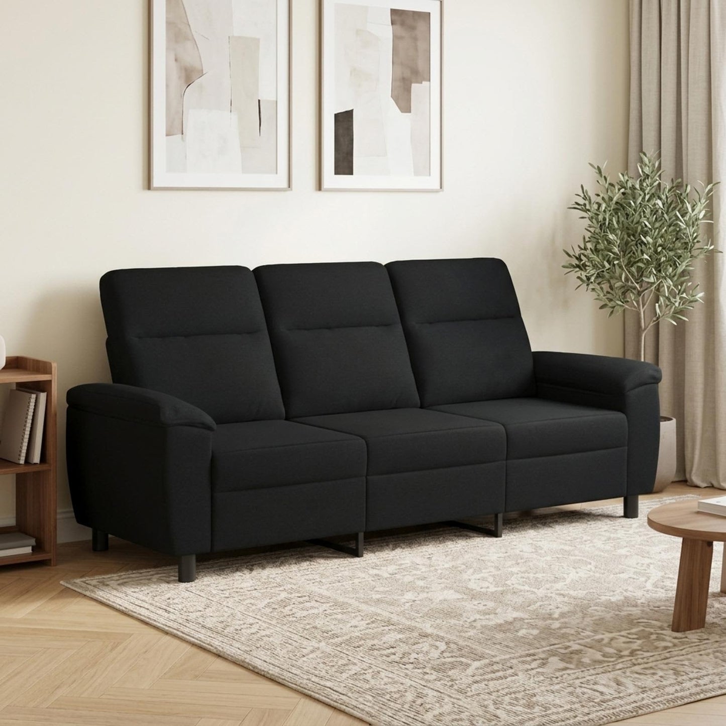vidaXL Καναπές Μαύρο 214 x 90 x 95 εκ. Ύφασμα