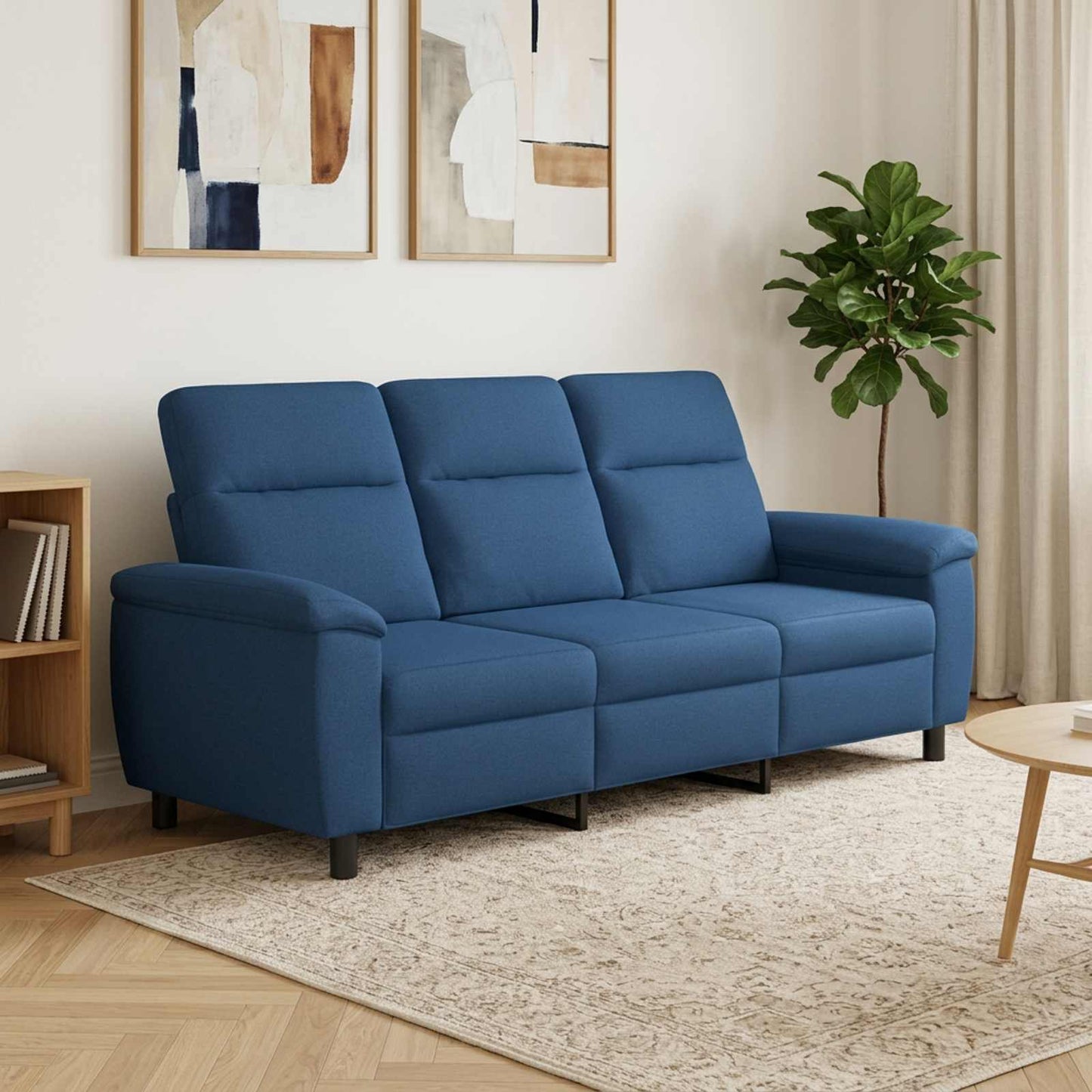 vidaXL Καναπές Μπλε 214 x 90 x 95 εκ. Ύφασμα