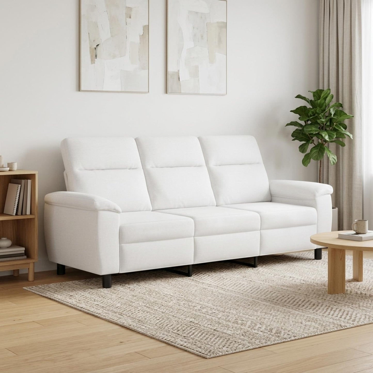 vidaXL Καναπές Λευκό 214 x 90 x 95 εκ. Ύφασμα
