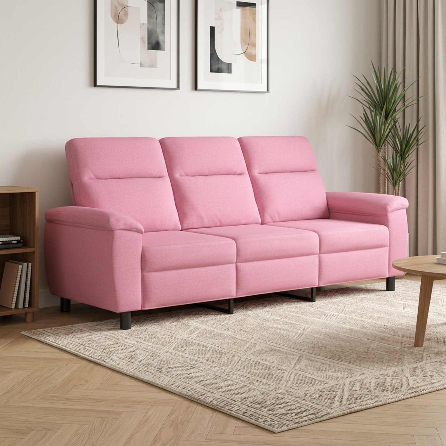 vidaXL Καναπές Ροζ 214 x 90 x 95 εκ. Ύφασμα